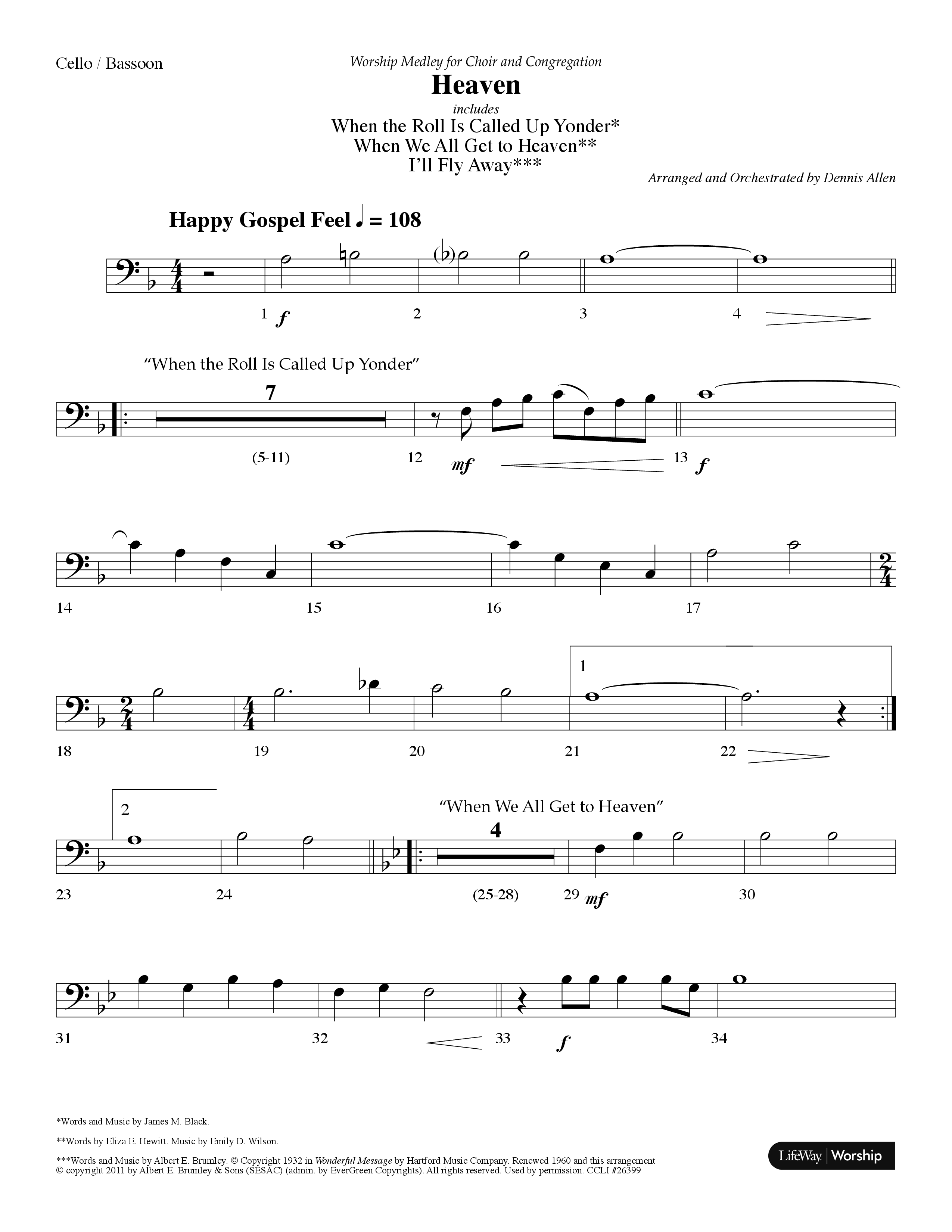 Heaven Medley (Choral Anthem SATB) Cello (Lifeway Choral / Arr. Dennis Allen)