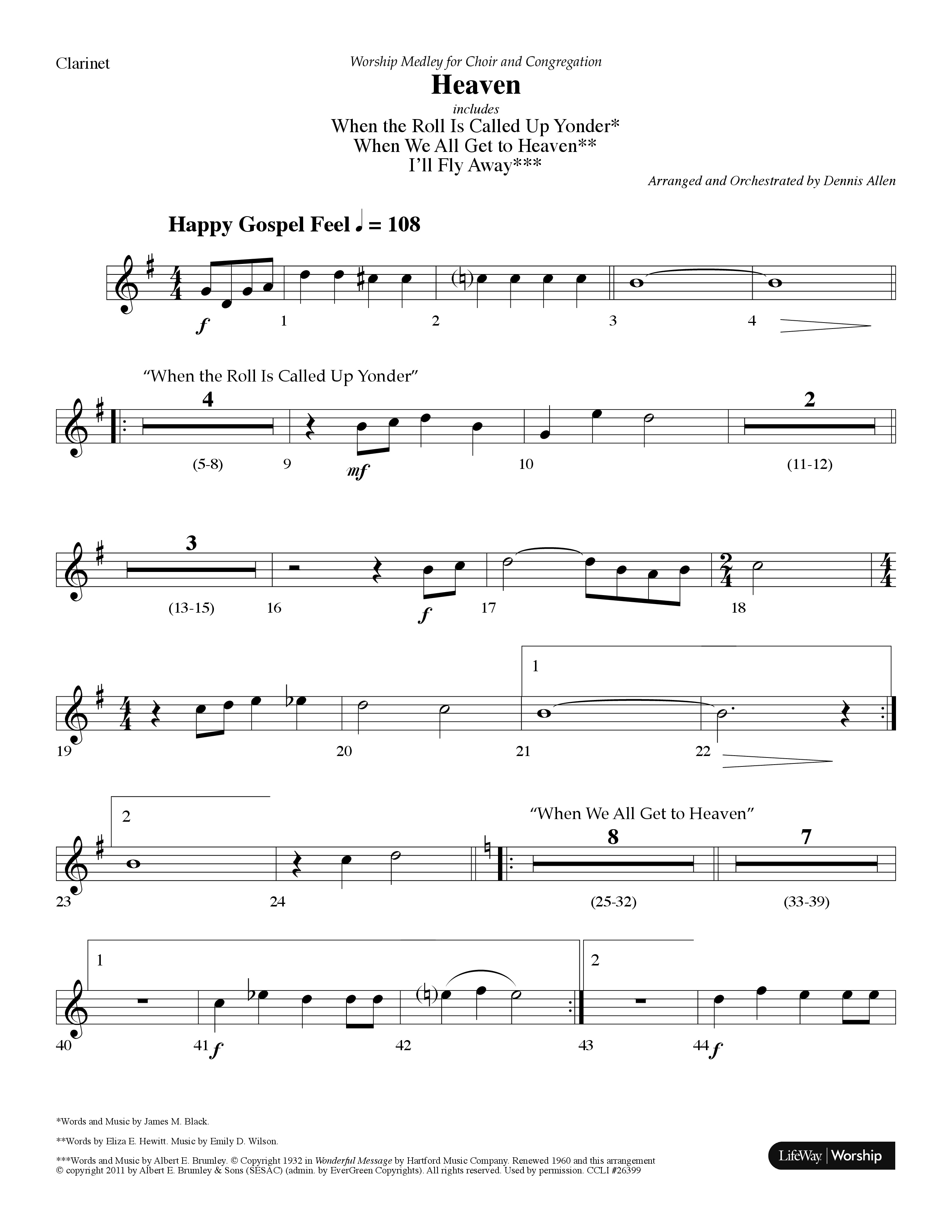 Heaven Medley (Choral Anthem SATB) Clarinet (Lifeway Choral / Arr. Dennis Allen)