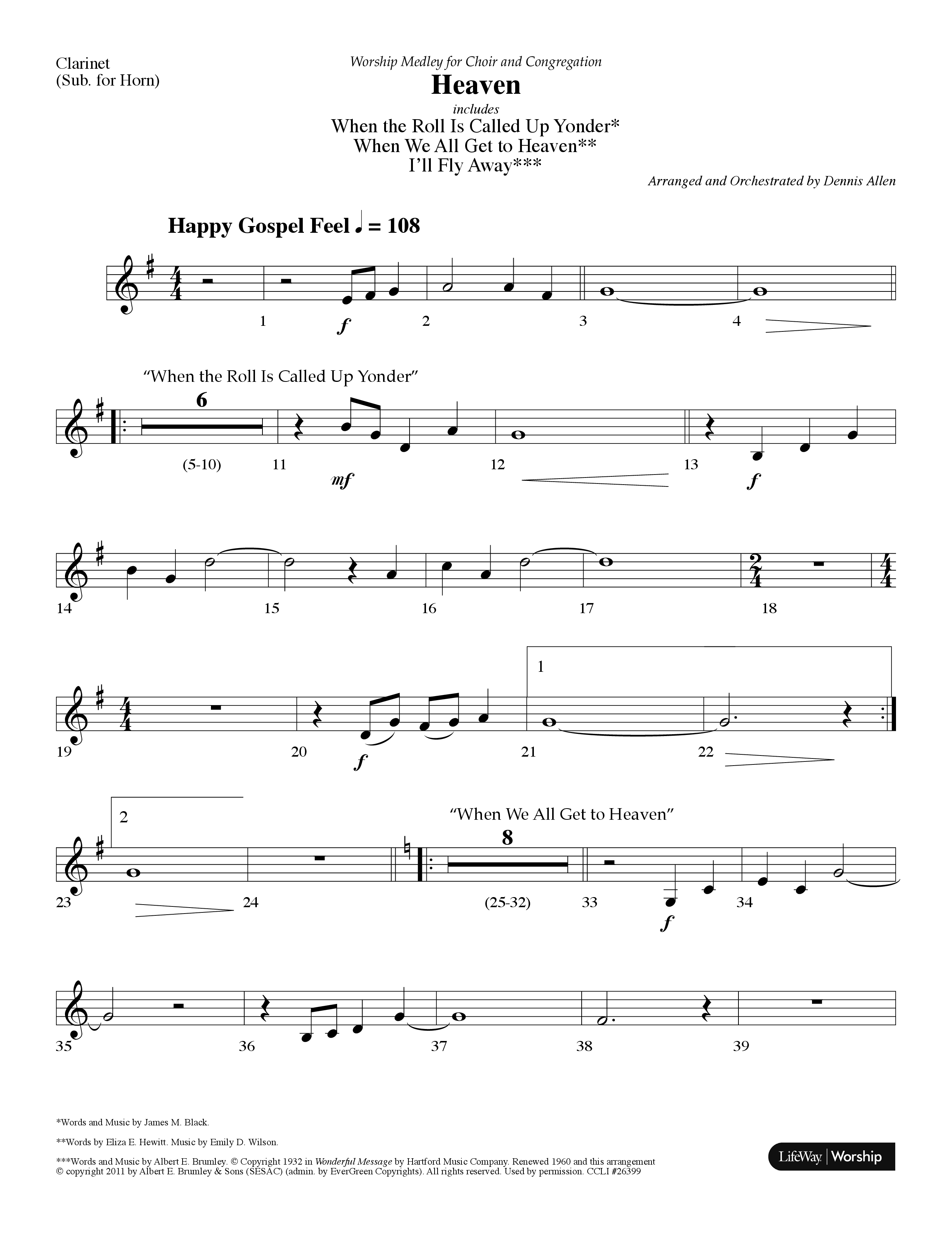Heaven Medley (Choral Anthem SATB) Clarinet (Lifeway Choral / Arr. Dennis Allen)