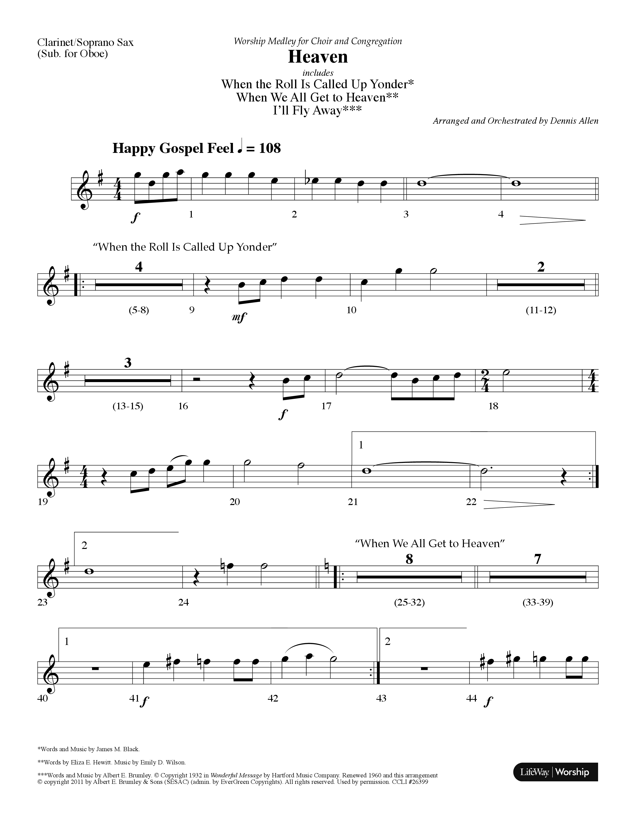 Heaven Medley (Choral Anthem SATB) Clarinet/Soprano Sax (Lifeway Choral / Arr. Dennis Allen)