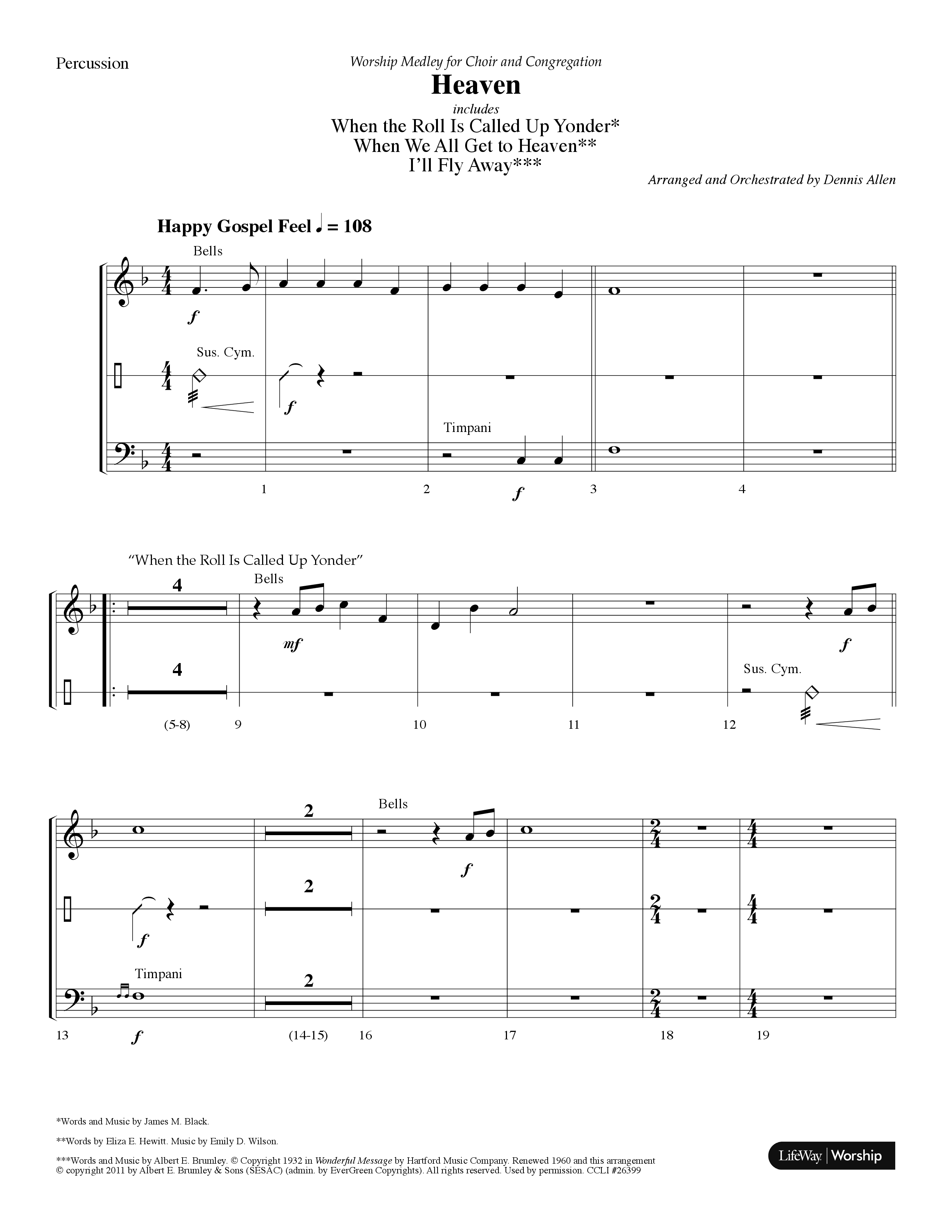 Heaven Medley (Choral Anthem SATB) Percussion (Lifeway Choral / Arr. Dennis Allen)