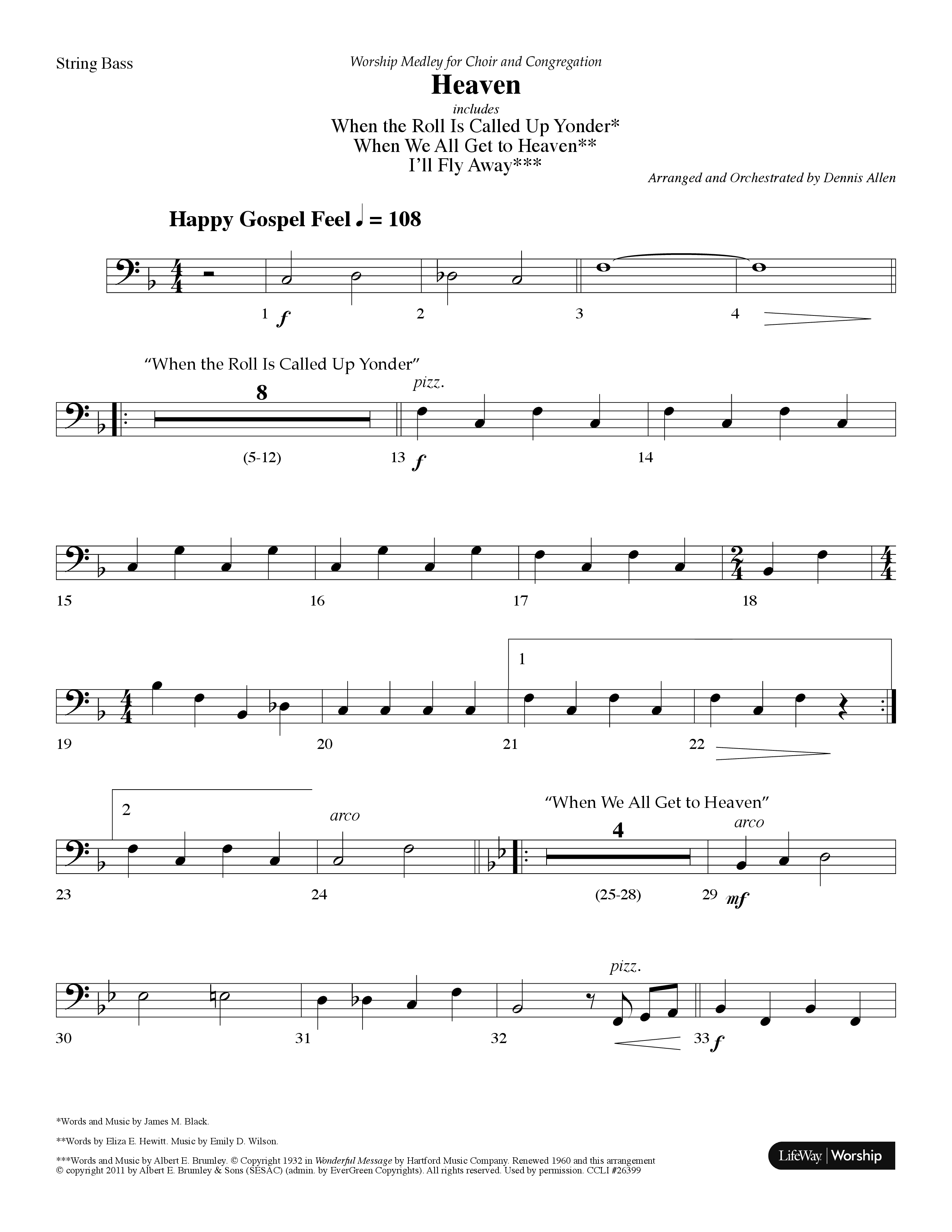 Heaven Medley (Choral Anthem SATB) String Bass (Lifeway Choral / Arr. Dennis Allen)