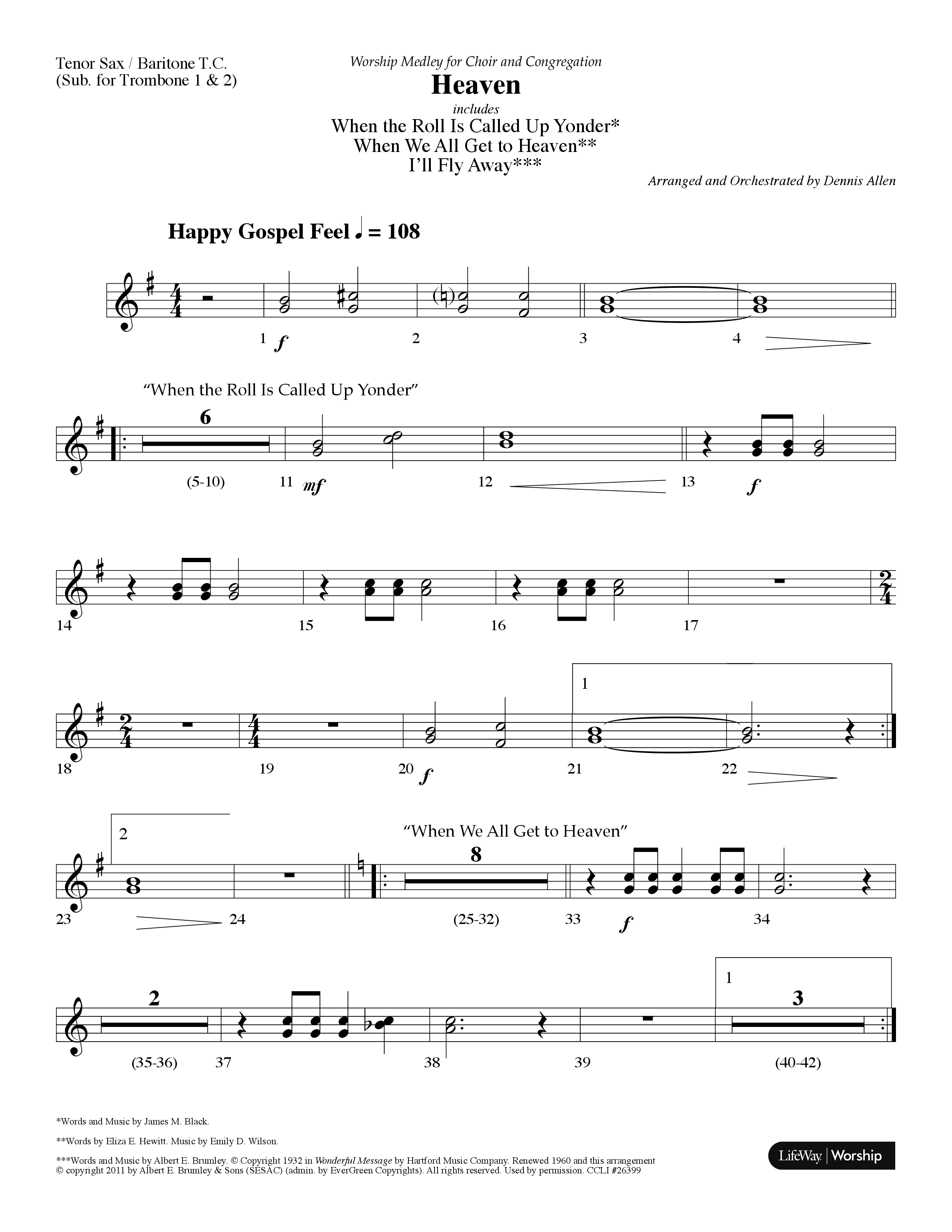 Heaven Medley (Choral Anthem SATB) Tenor Sax/Baritone T.C. (Lifeway Choral / Arr. Dennis Allen)