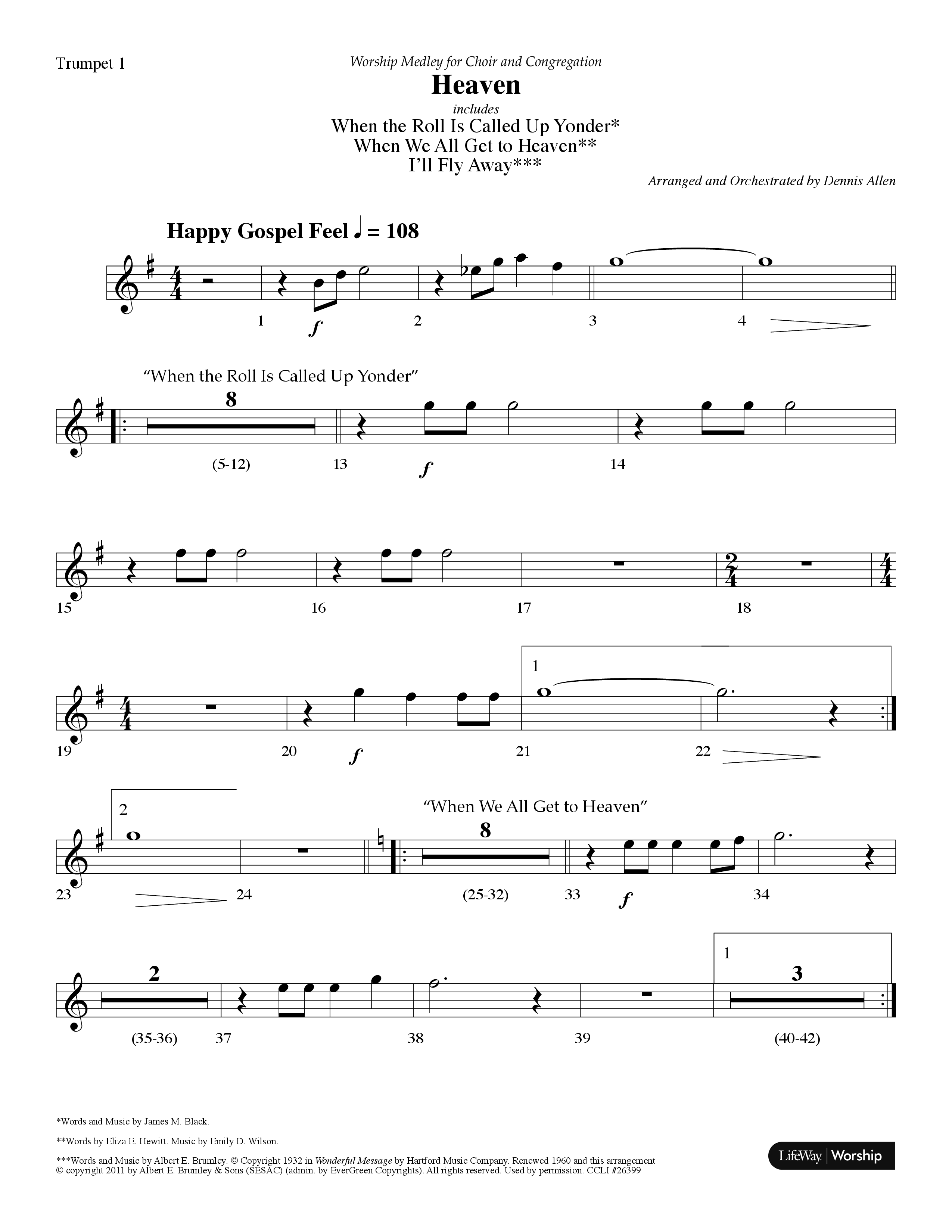 Heaven Medley (Choral Anthem SATB) Trumpet 1 (Lifeway Choral / Arr. Dennis Allen)