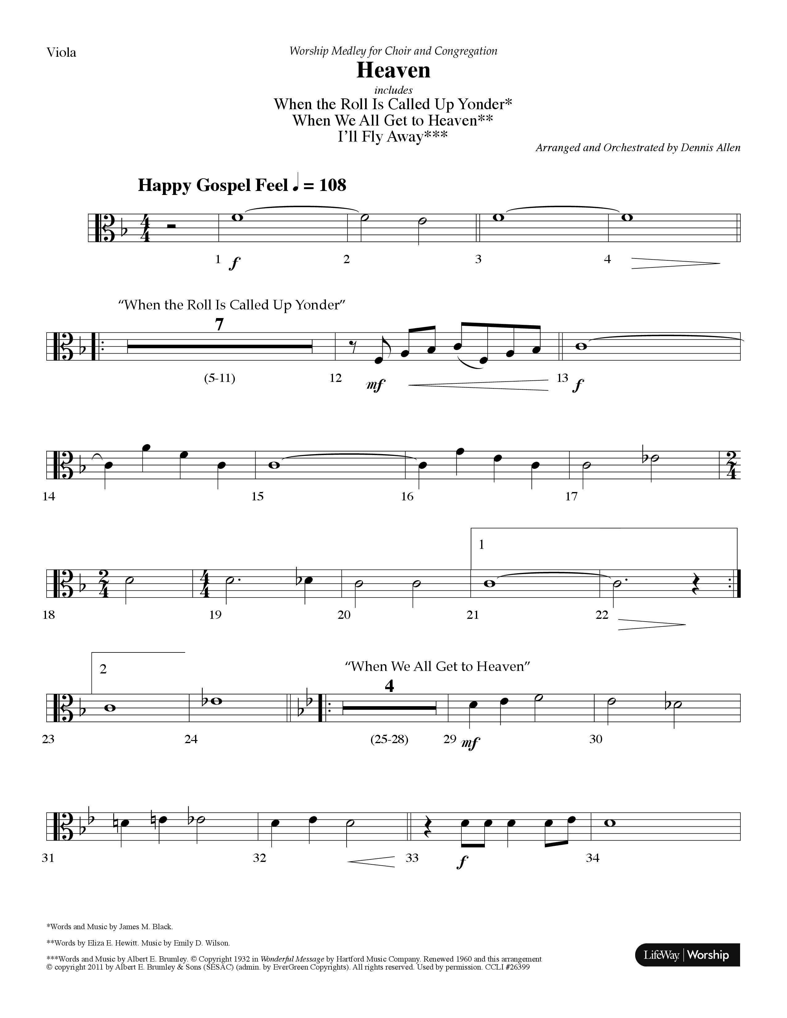 Heaven Medley (Choral Anthem SATB) Viola (Lifeway Choral / Arr. Dennis Allen)