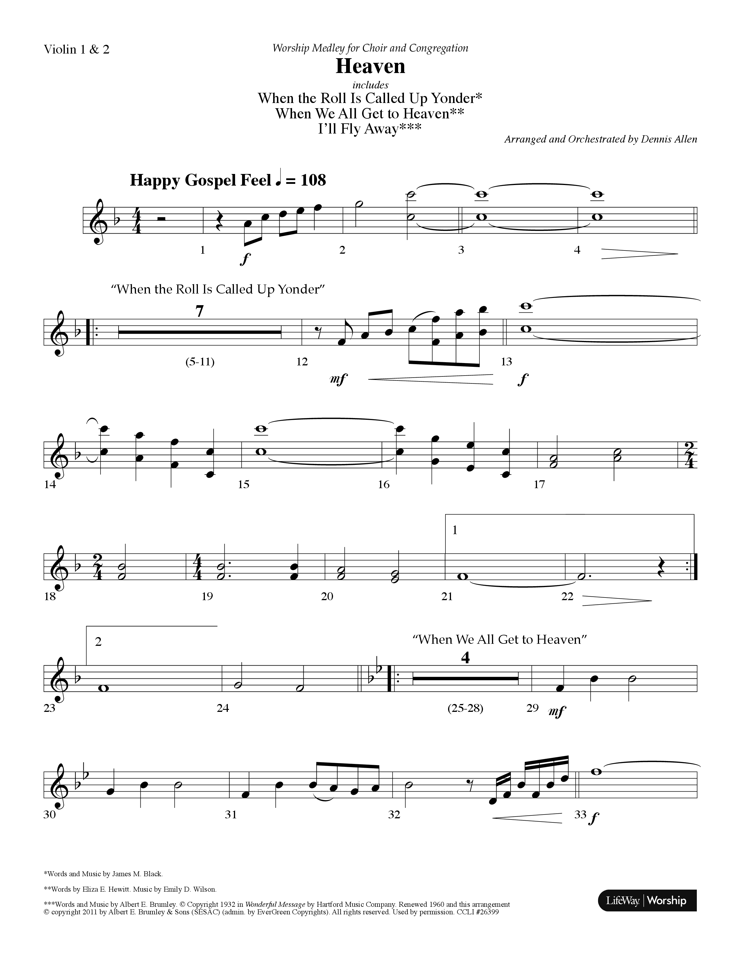 Heaven Medley (Choral Anthem SATB) Violin 1/2 (Lifeway Choral / Arr. Dennis Allen)