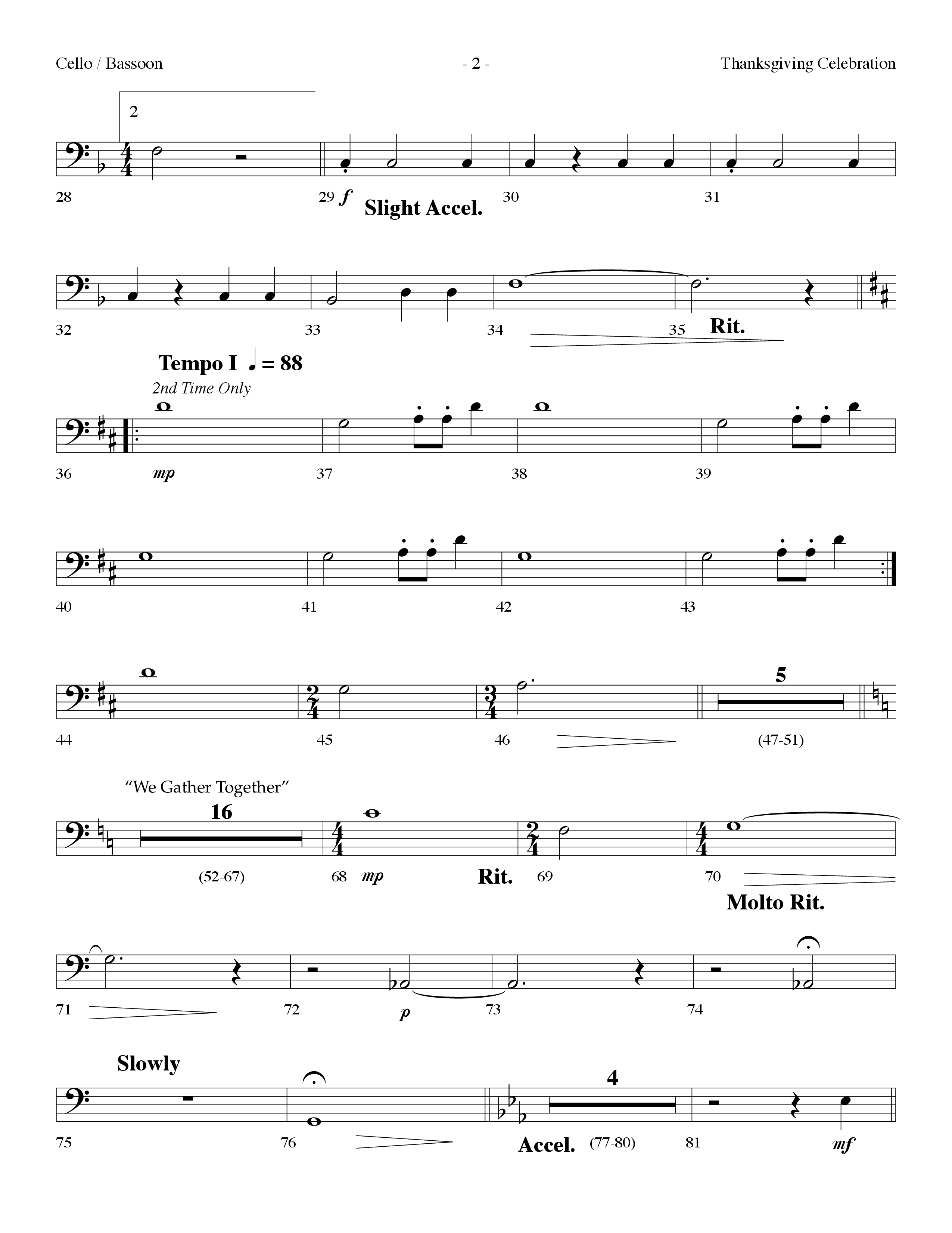 Thanksgiving Celebration (Choral Anthem SATB) Cello (Lifeway Choral / Arr. Dennis Allen)