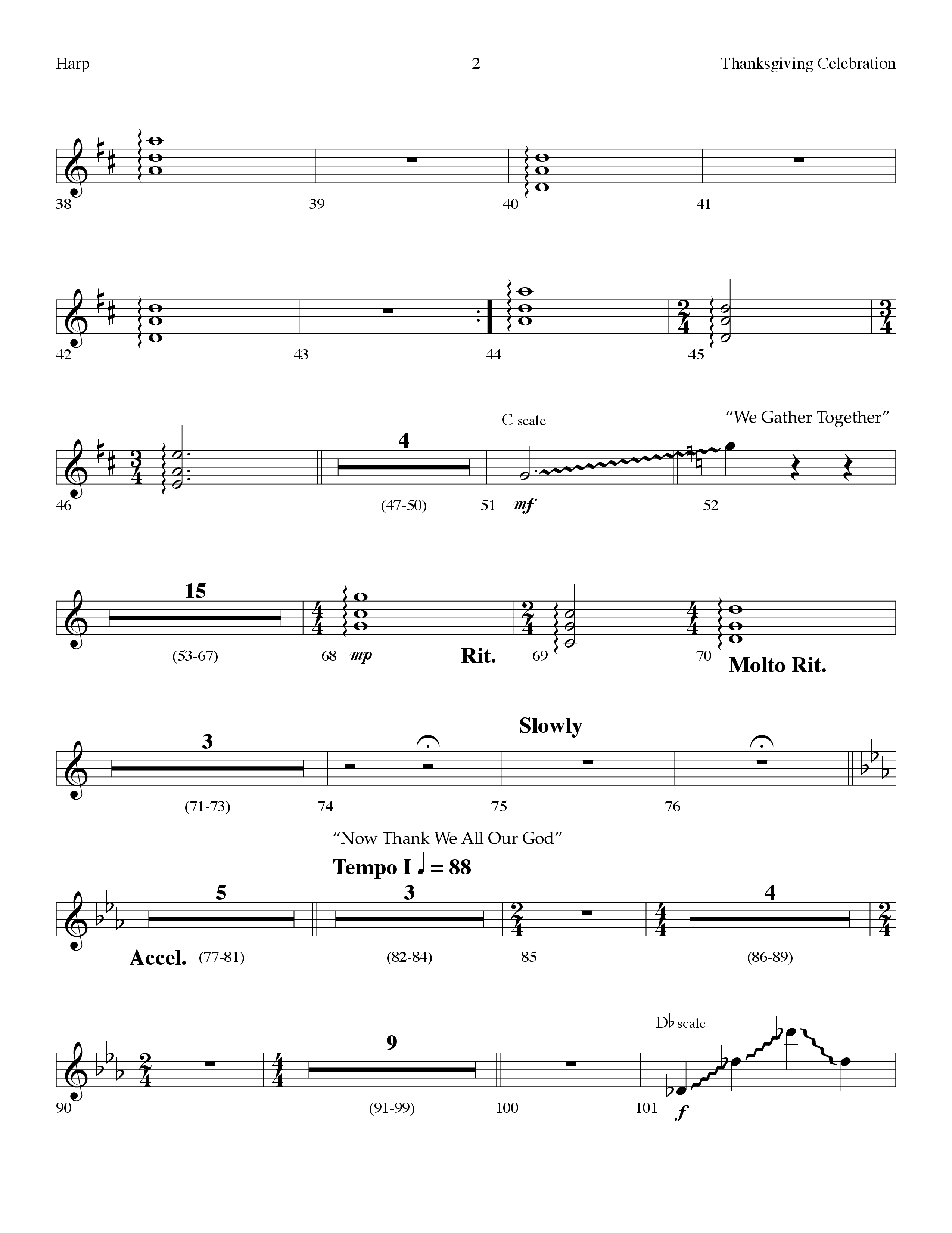 Thanksgiving Celebration (Choral Anthem SATB) Harp (Lifeway Choral / Arr. Dennis Allen)