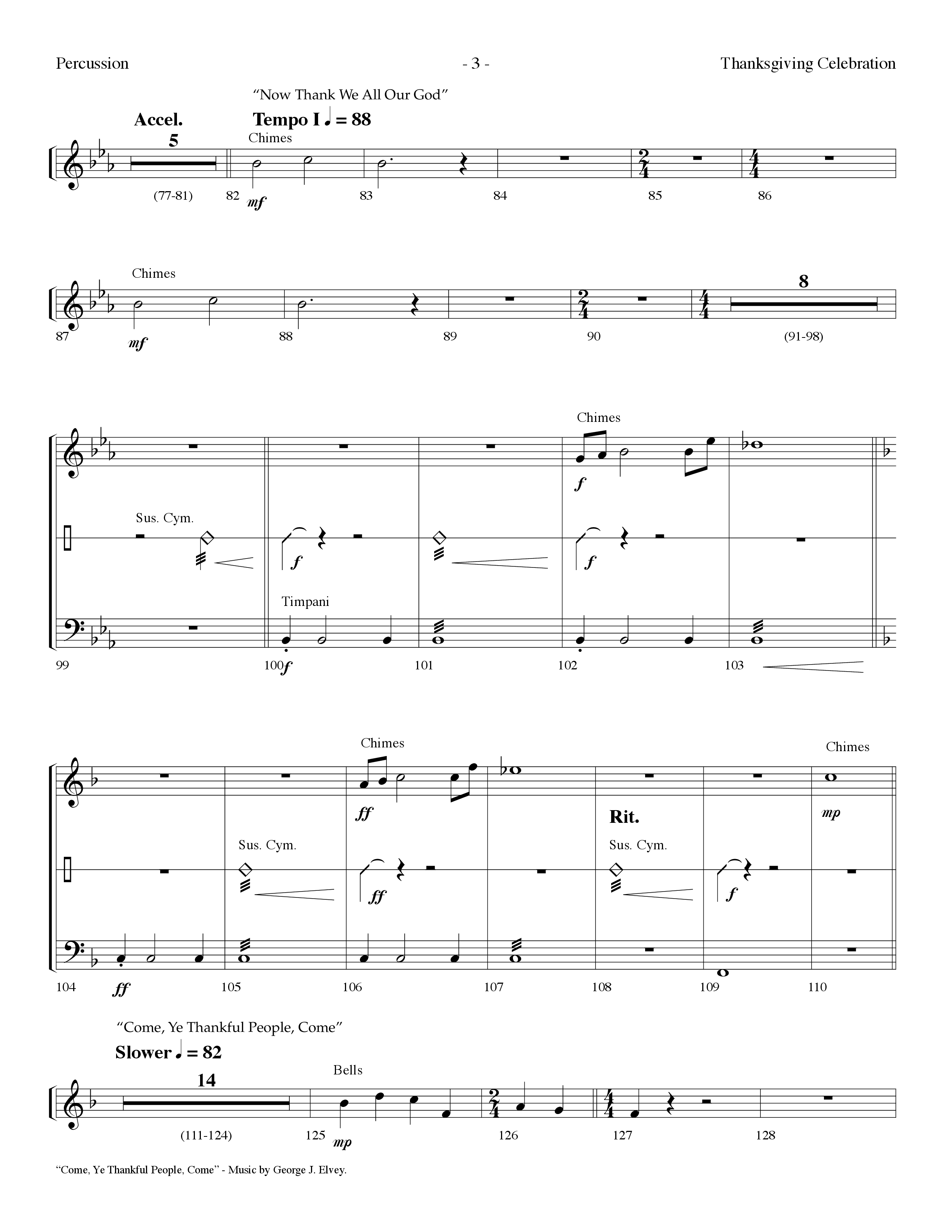 Thanksgiving Celebration (Choral Anthem SATB) Percussion (Lifeway Choral / Arr. Dennis Allen)