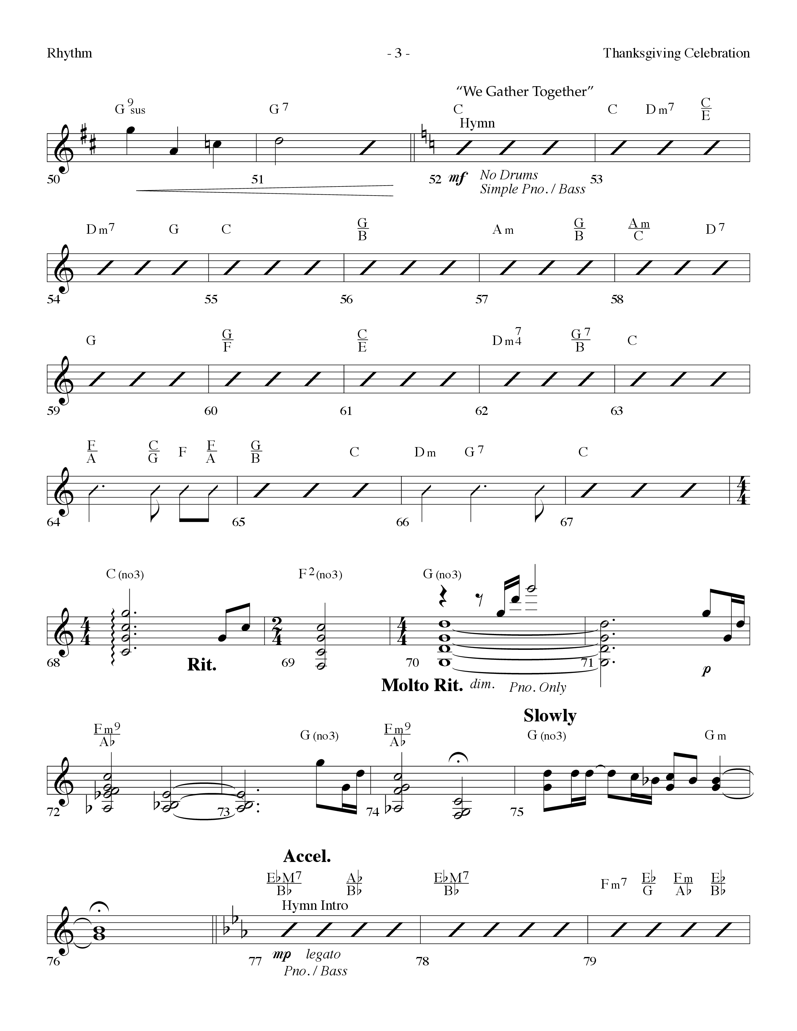 Thanksgiving Celebration (Choral Anthem SATB) Rhythm Chart (Lifeway Choral / Arr. Dennis Allen)
