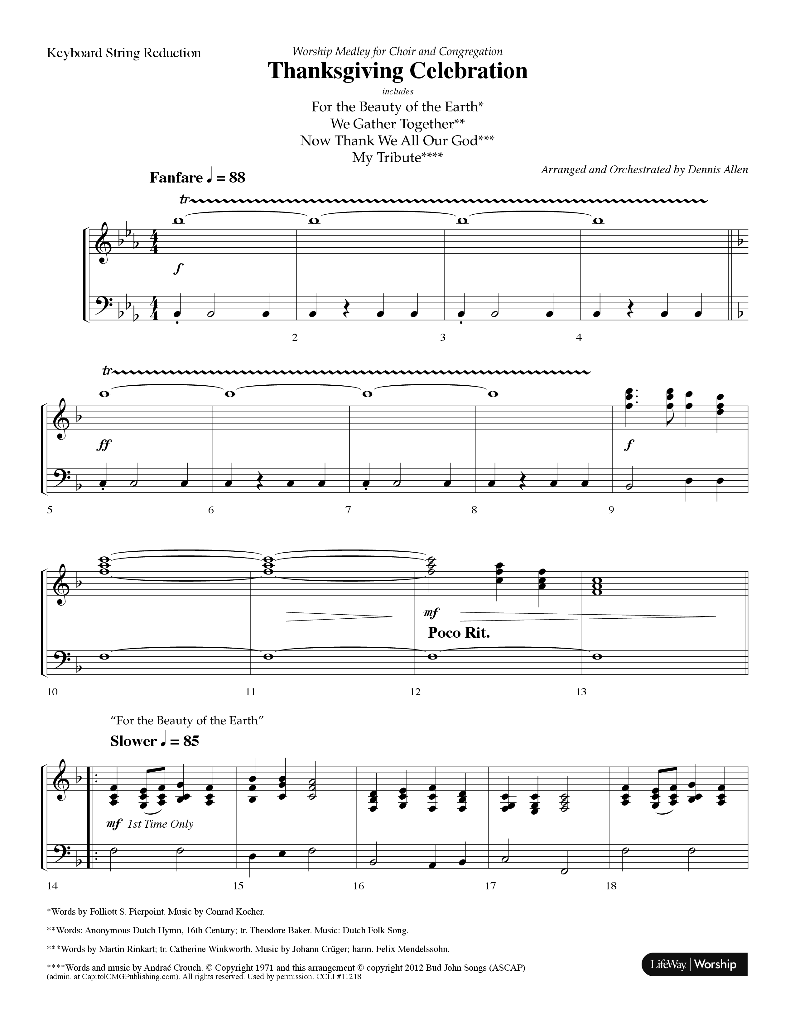 Thanksgiving Celebration (Choral Anthem SATB) String Bass (Lifeway Choral / Arr. Dennis Allen)