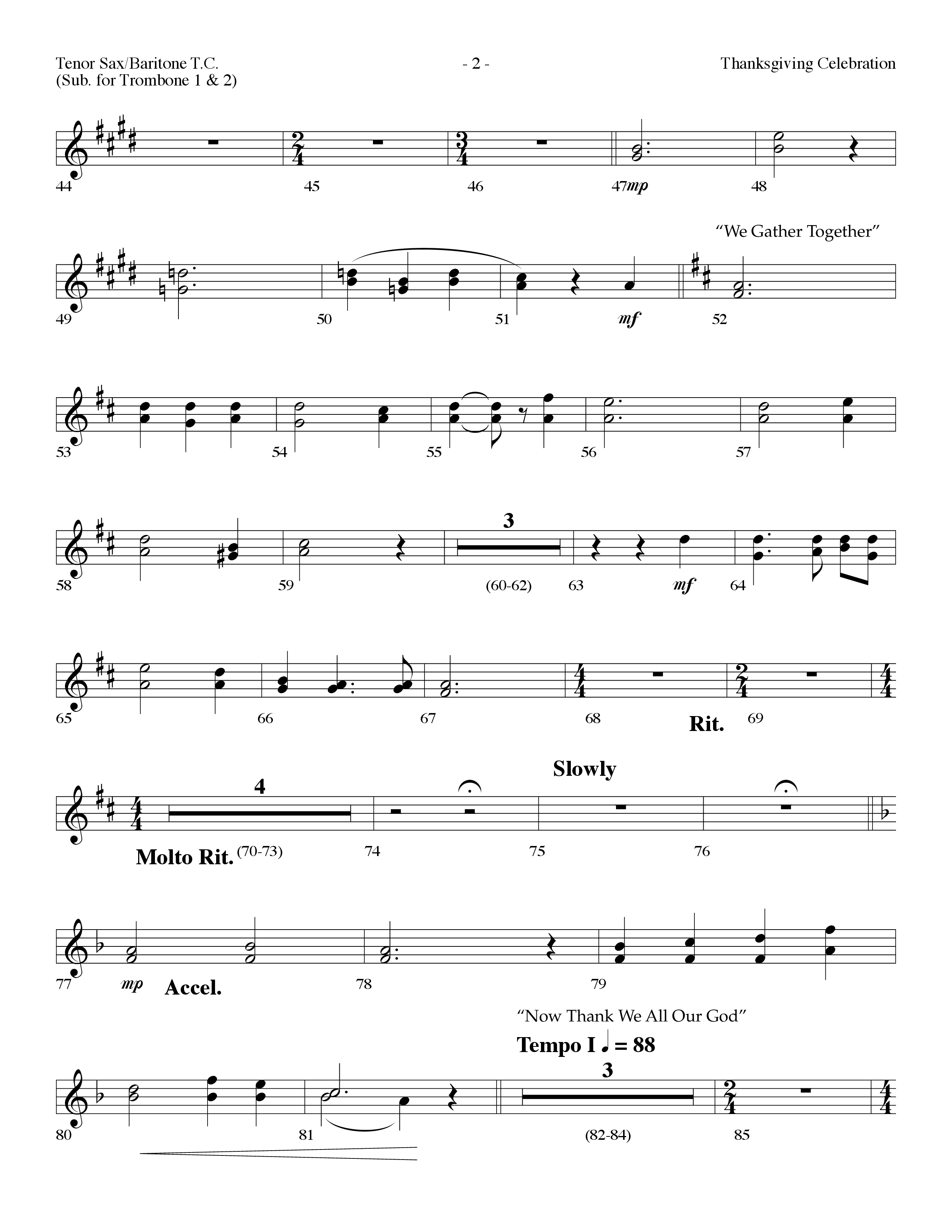 Thanksgiving Celebration (Choral Anthem SATB) Tenor Sax/Baritone T.C. (Lifeway Choral / Arr. Dennis Allen)