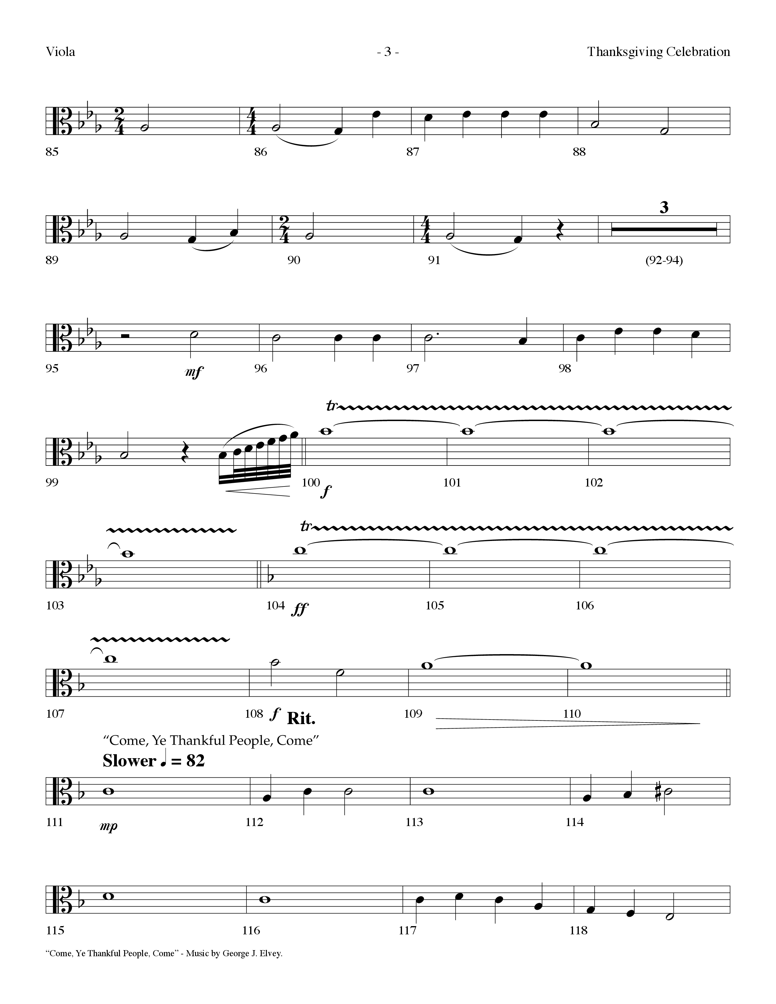 Thanksgiving Celebration (Choral Anthem SATB) Viola (Lifeway Choral / Arr. Dennis Allen)