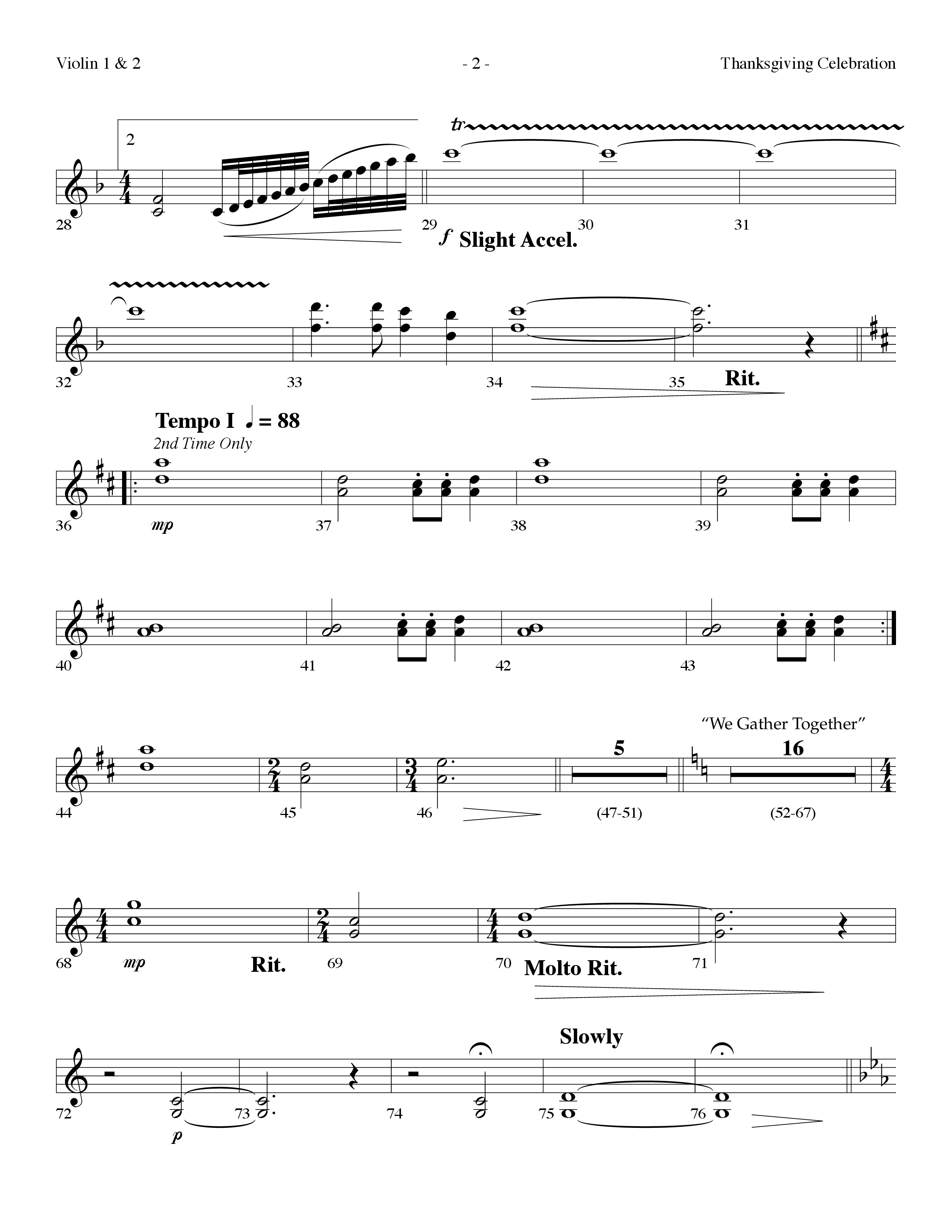 Thanksgiving Celebration (Choral Anthem SATB) Violin 1/2 (Lifeway Choral / Arr. Dennis Allen)