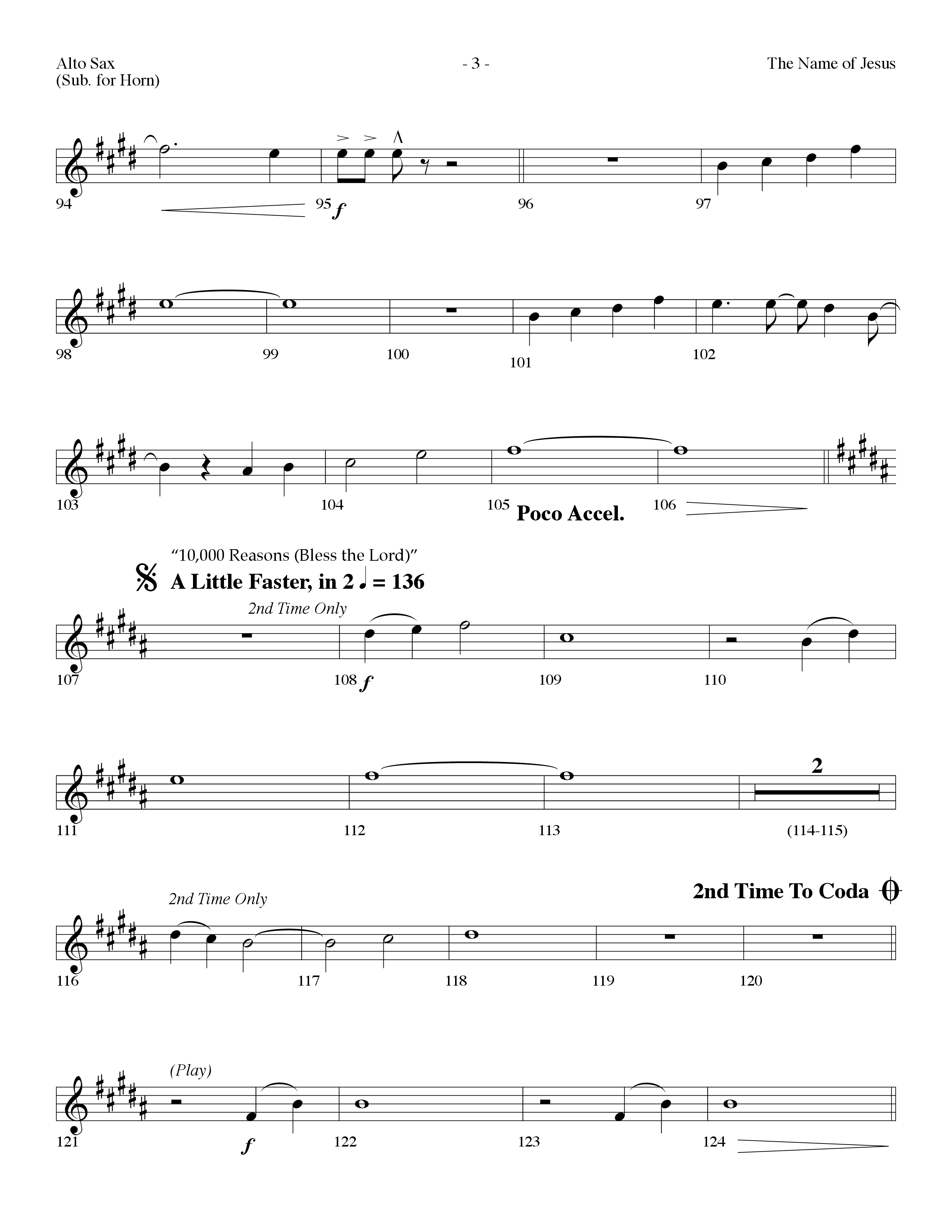 The Name Of Jesus Medley (Choral Anthem SATB) Alto Sax (Lifeway Choral / Arr. Dennis Allen)