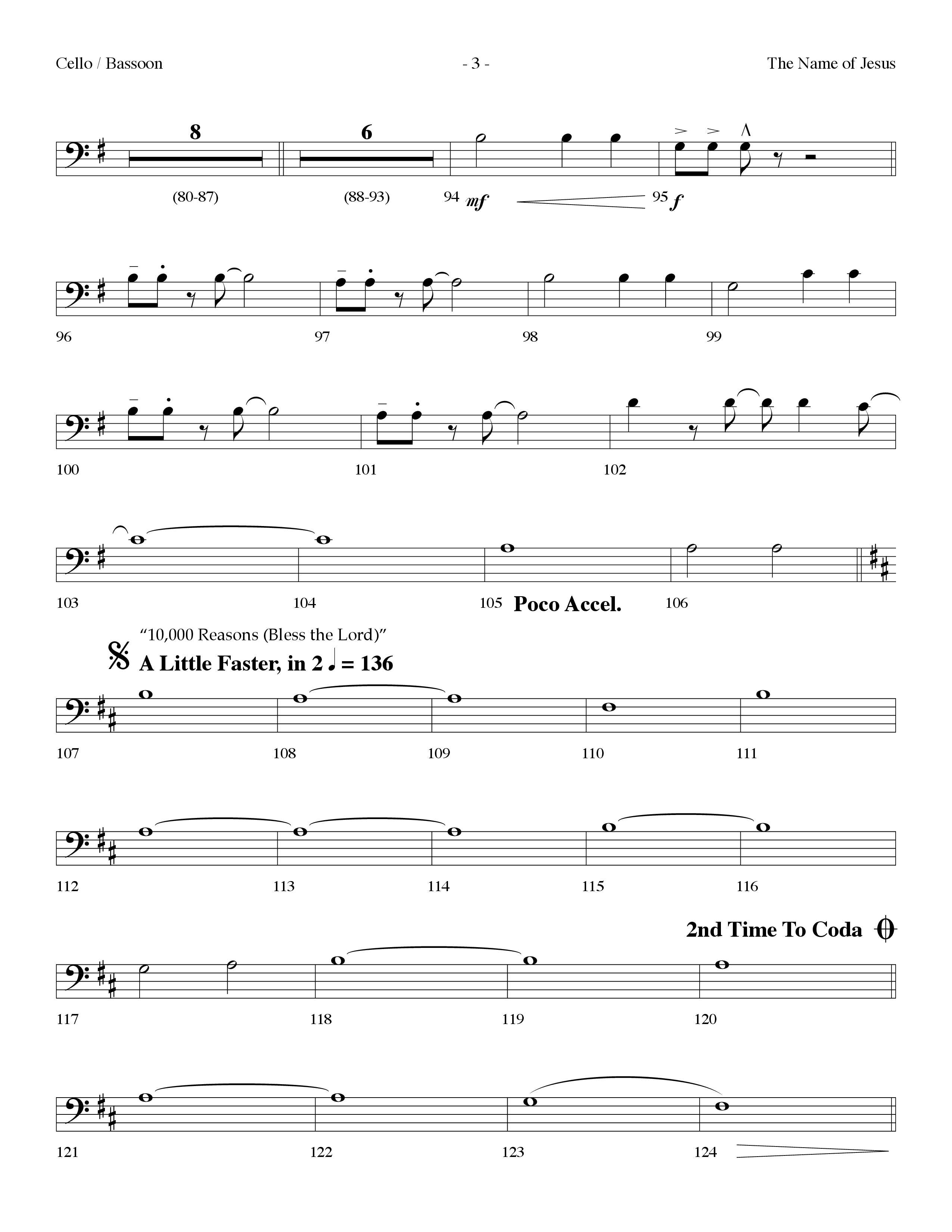 The Name Of Jesus Medley (Choral Anthem SATB) Cello (Lifeway Choral / Arr. Dennis Allen)