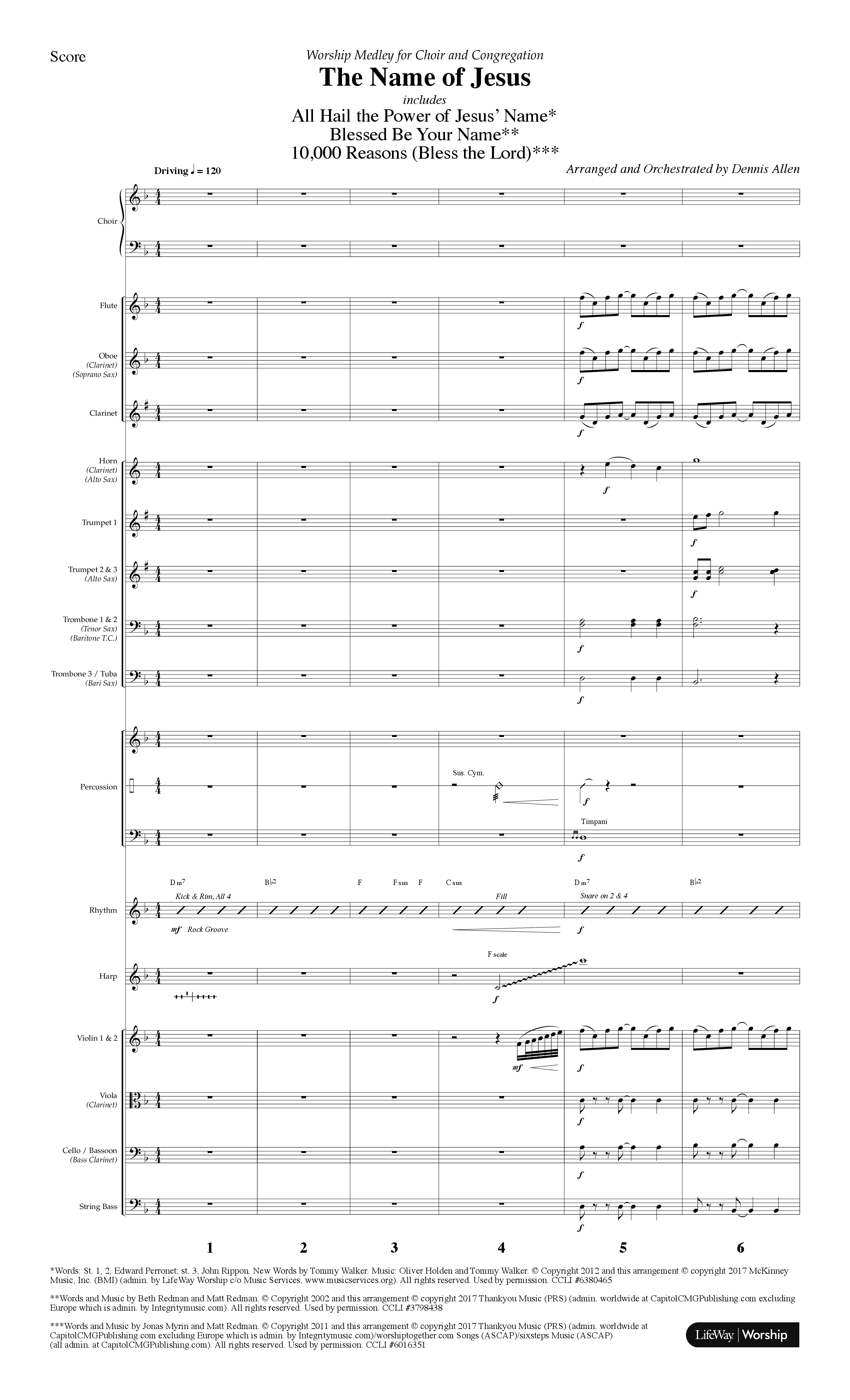 The Name Of Jesus Medley (Choral Anthem SATB) Orchestration (Lifeway Choral / Arr. Dennis Allen)