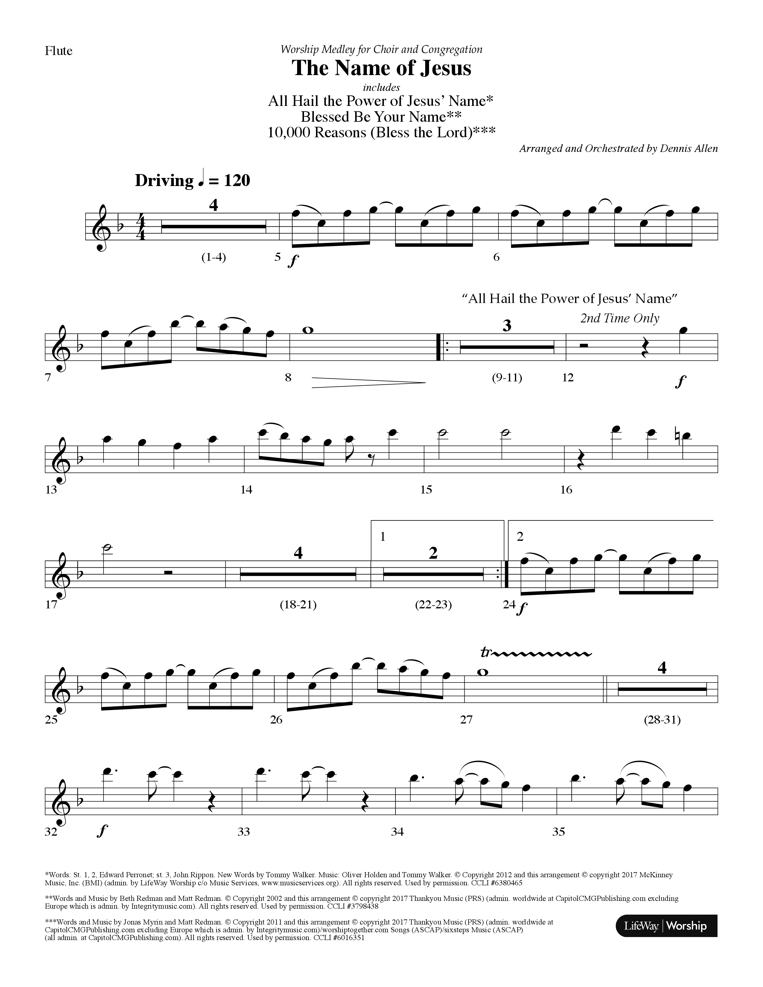 The Name Of Jesus Medley (Choral Anthem SATB) Flute (Lifeway Choral / Arr. Dennis Allen)