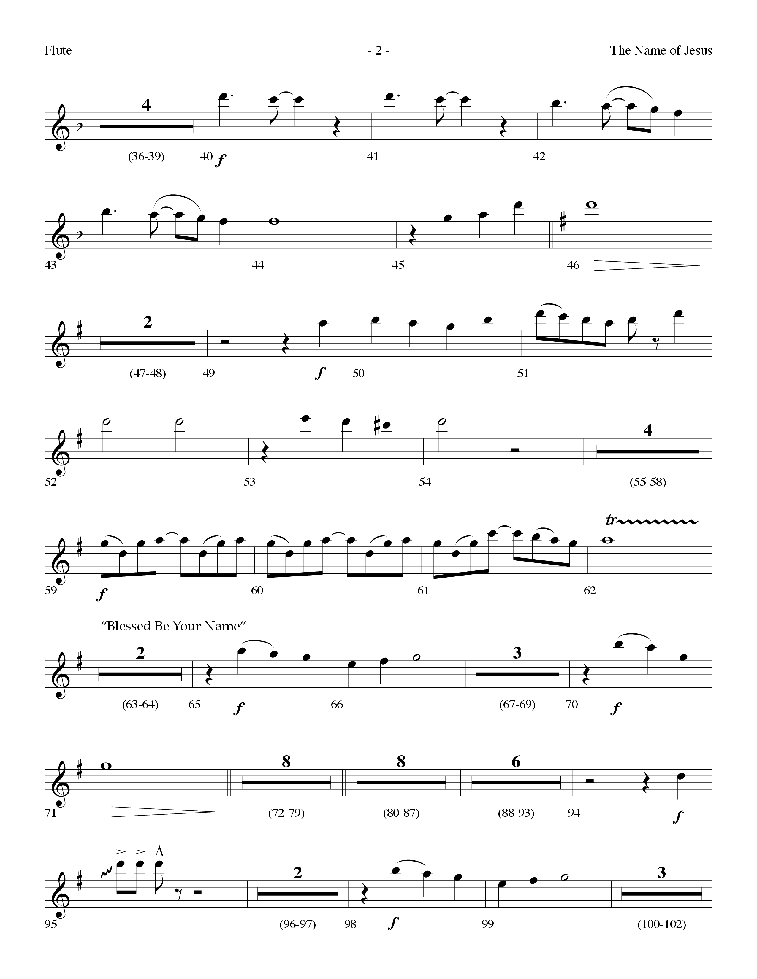The Name Of Jesus Medley (Choral Anthem SATB) Flute (Lifeway Choral / Arr. Dennis Allen)