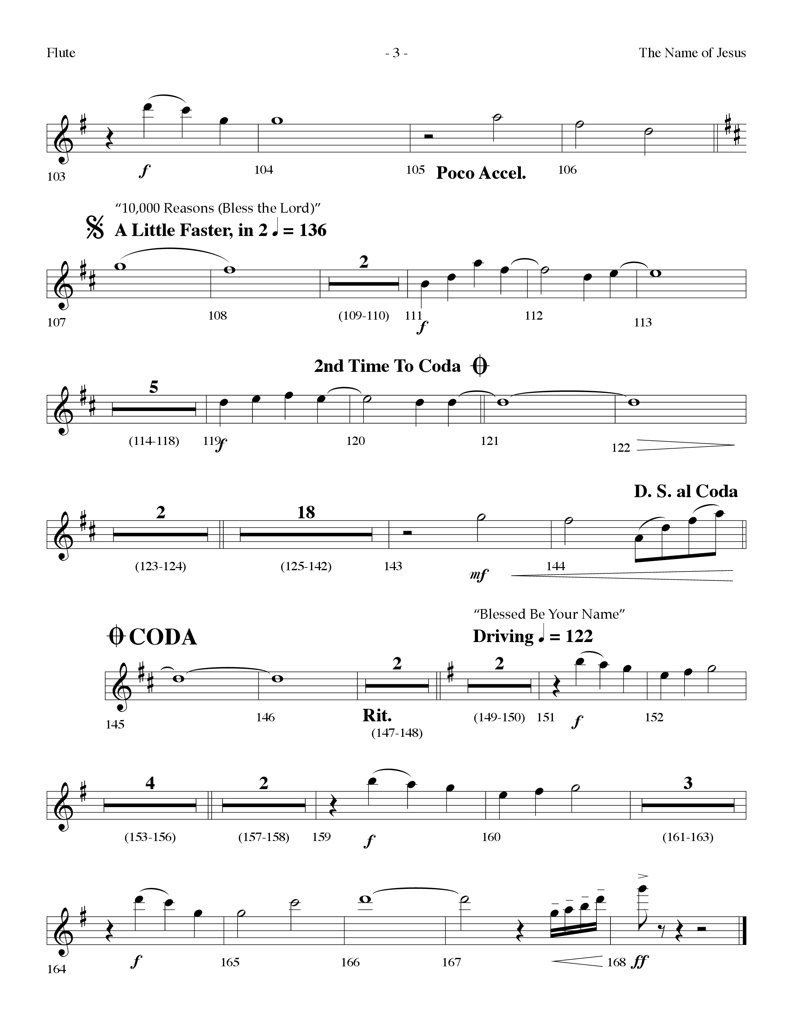 The Name Of Jesus Medley (Choral Anthem SATB) Flute (Lifeway Choral / Arr. Dennis Allen)
