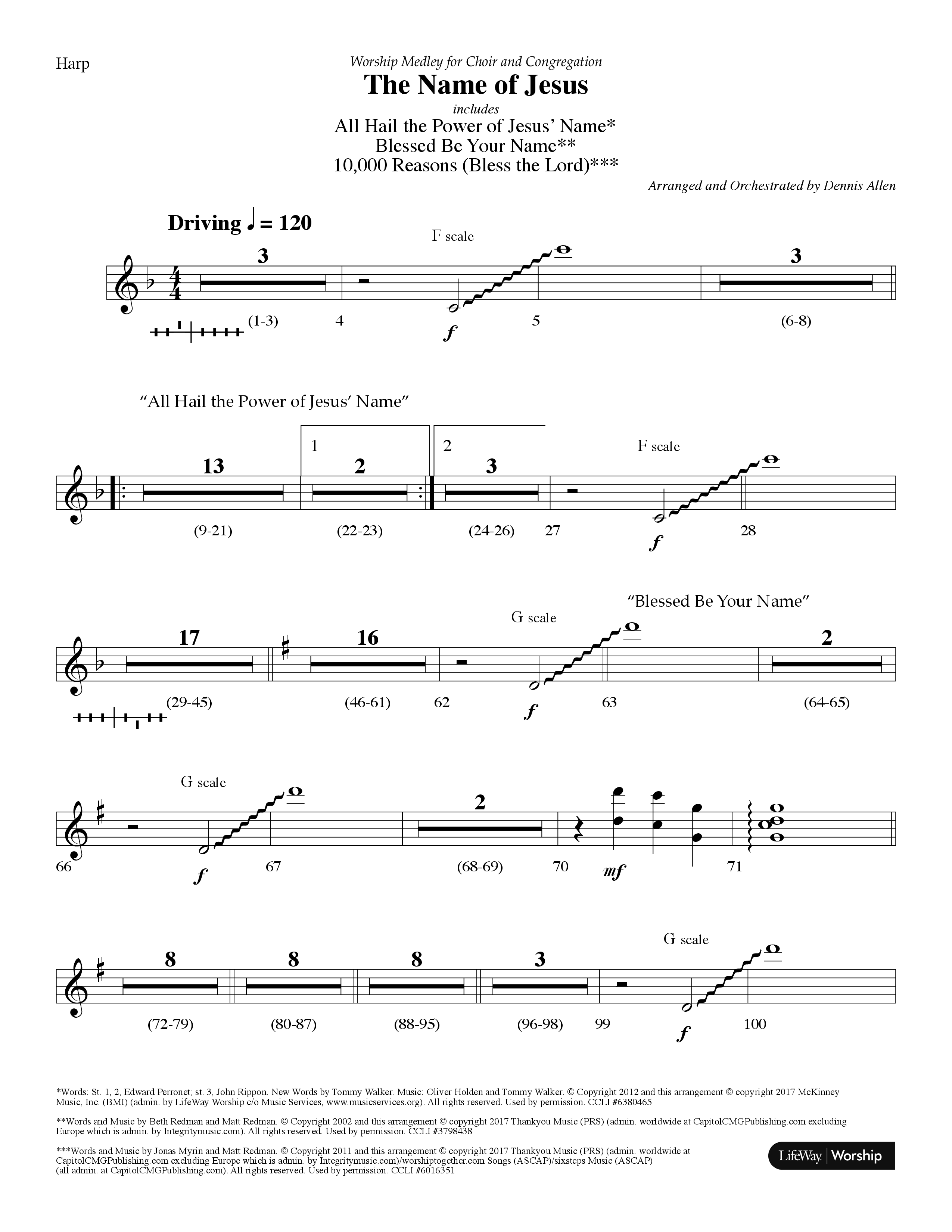 The Name Of Jesus Medley (Choral Anthem SATB) Harp (Lifeway Choral / Arr. Dennis Allen)
