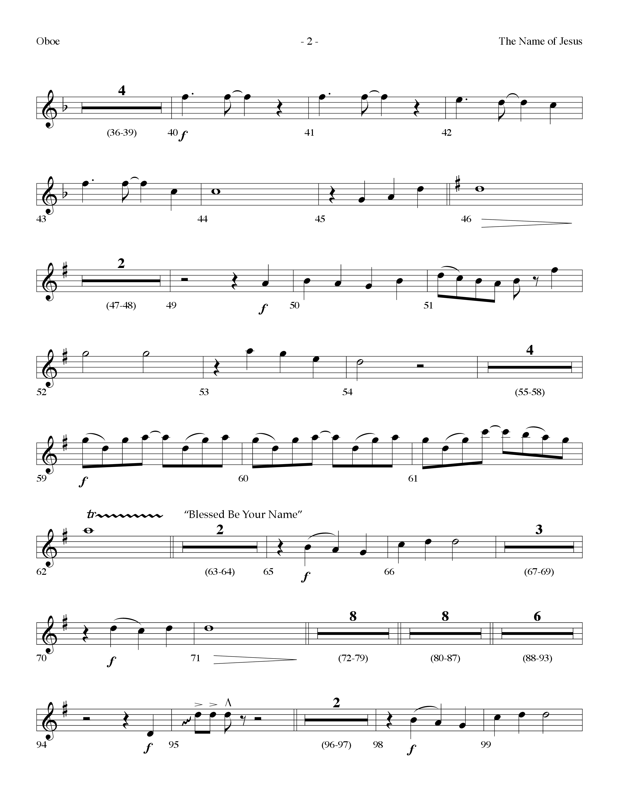 The Name Of Jesus Medley (Choral Anthem SATB) Oboe (Lifeway Choral / Arr. Dennis Allen)