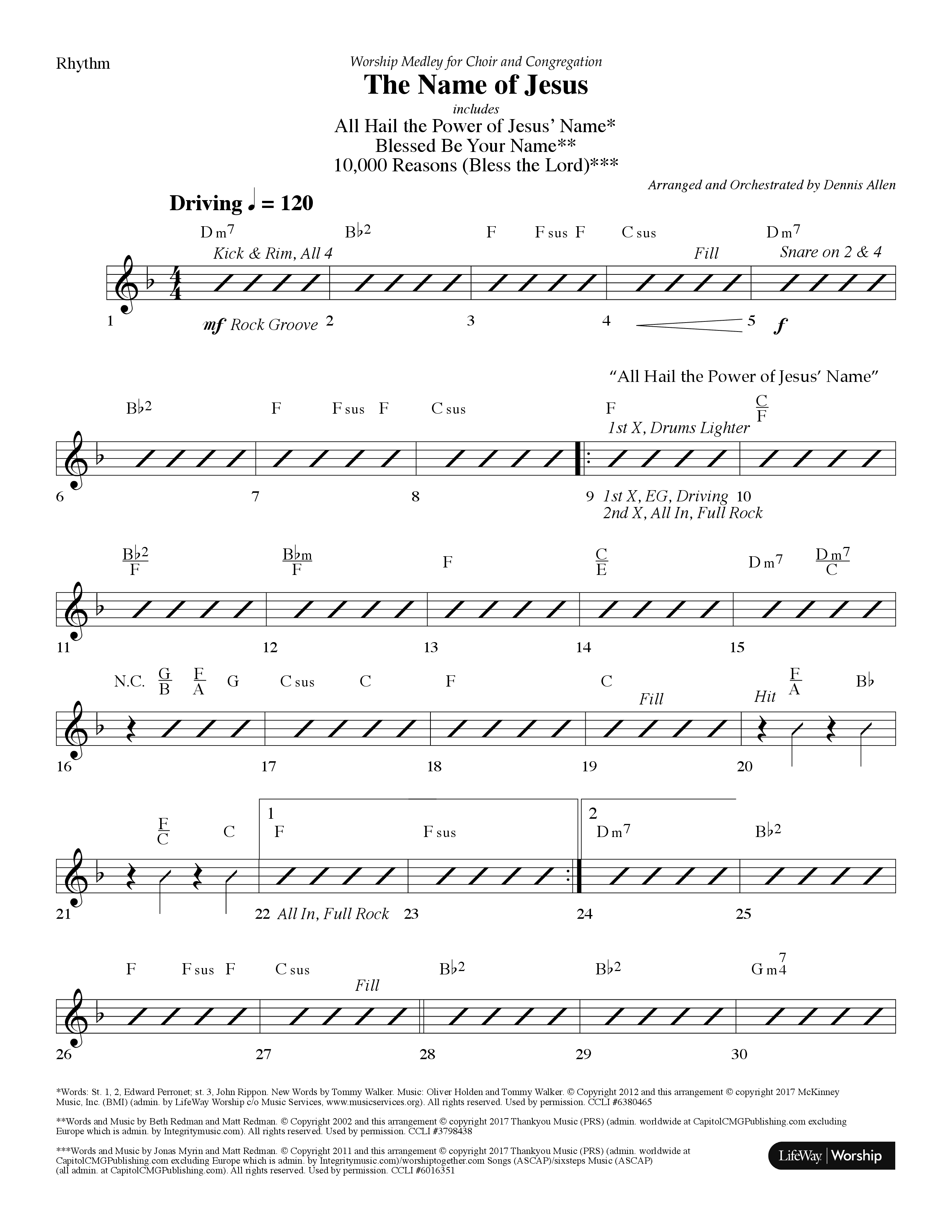 The Name Of Jesus Medley (Choral Anthem SATB) Lead Melody & Rhythm (Lifeway Choral / Arr. Dennis Allen)