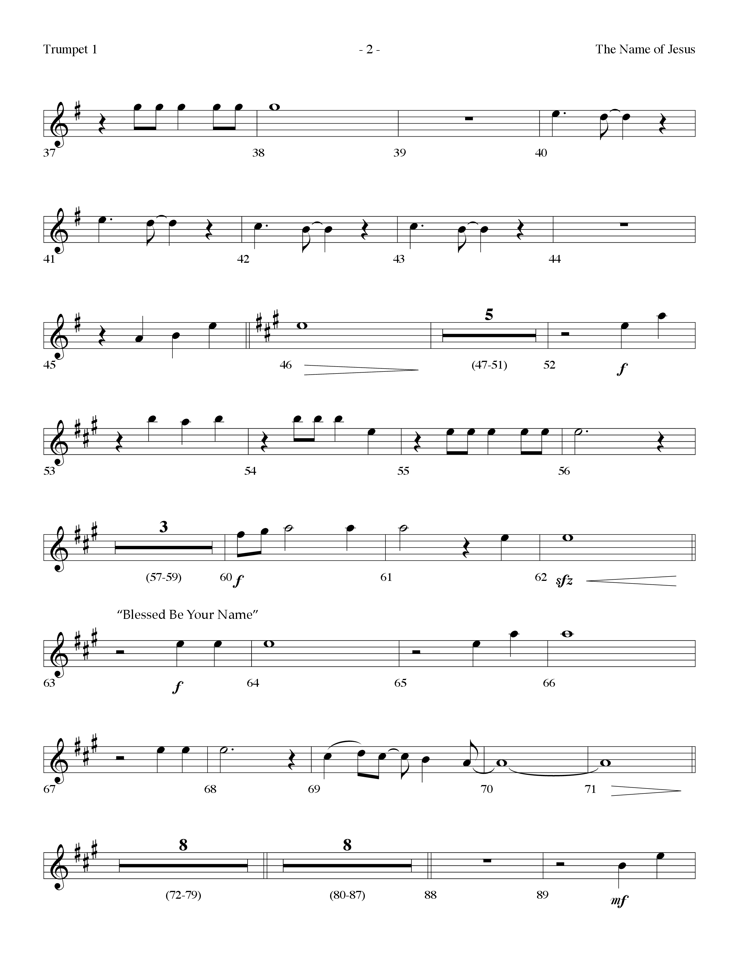 The Name Of Jesus Medley (Choral Anthem SATB) Trumpet 1 (Lifeway Choral / Arr. Dennis Allen)