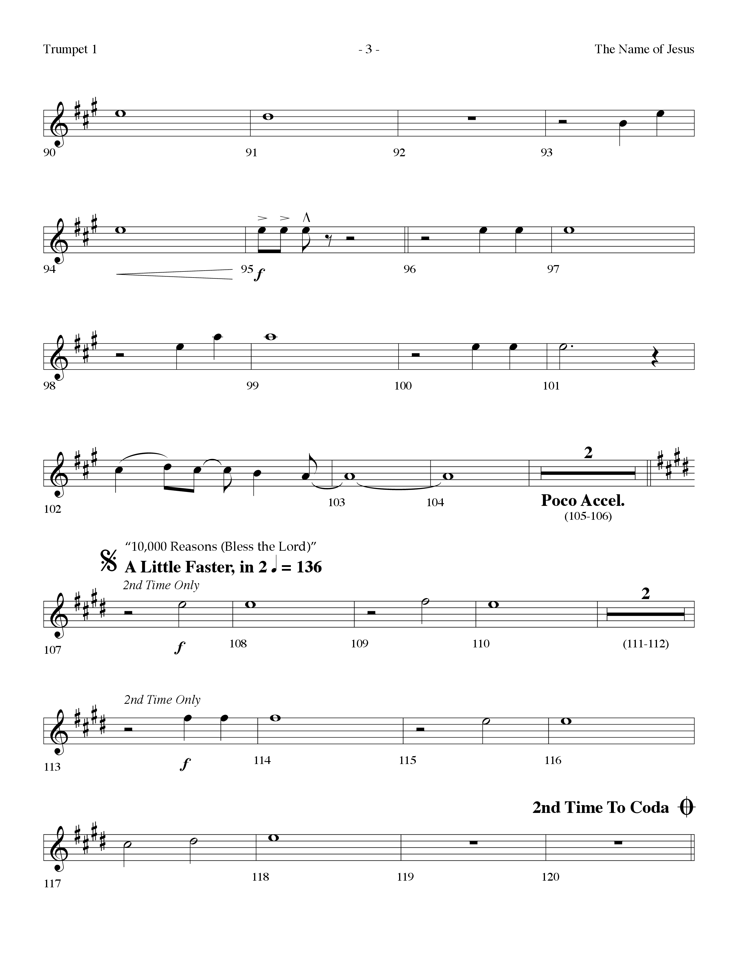 The Name Of Jesus Medley (Choral Anthem SATB) Trumpet 1 (Lifeway Choral / Arr. Dennis Allen)