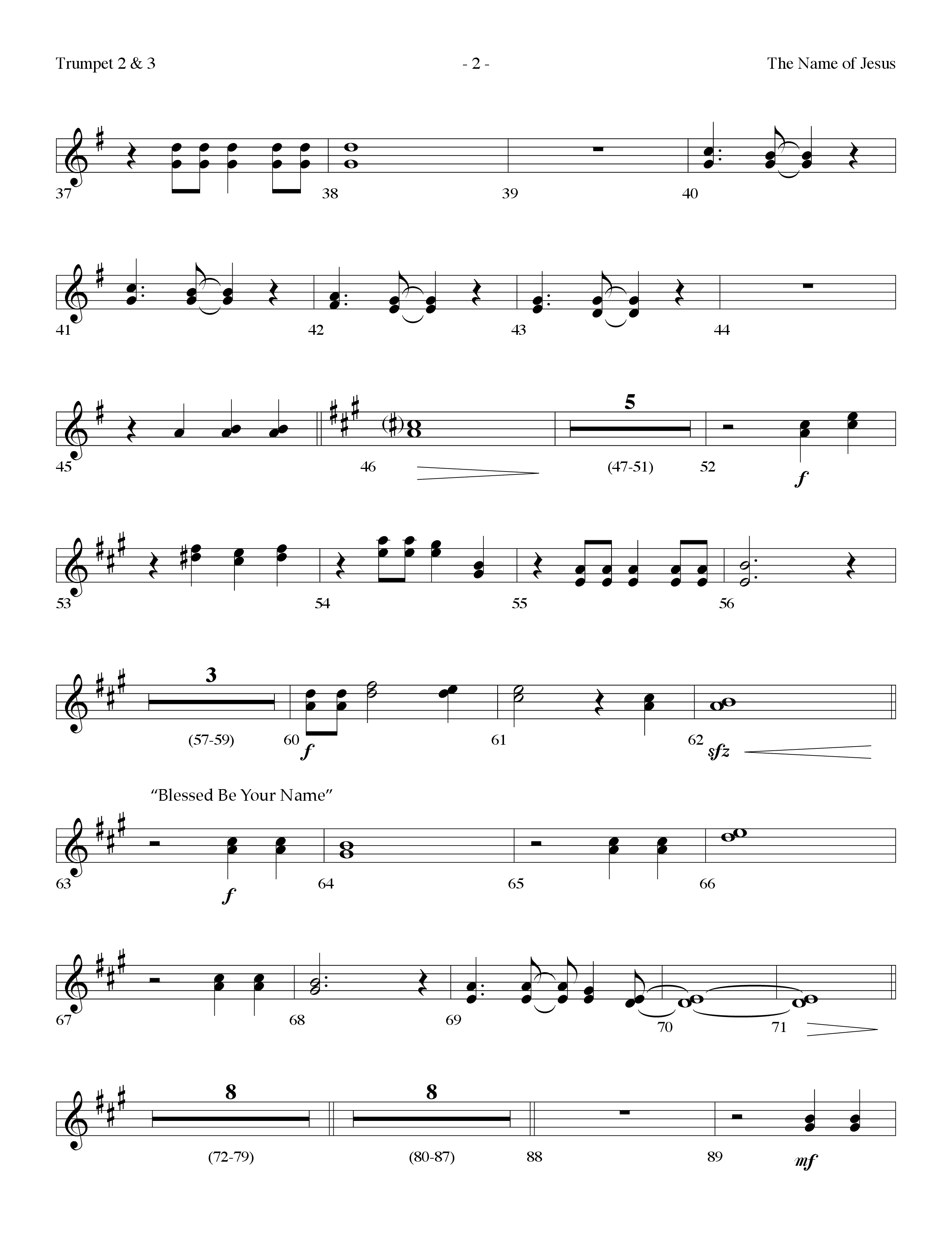The Name Of Jesus Medley (Choral Anthem SATB) Trumpet 2/3 (Lifeway Choral / Arr. Dennis Allen)