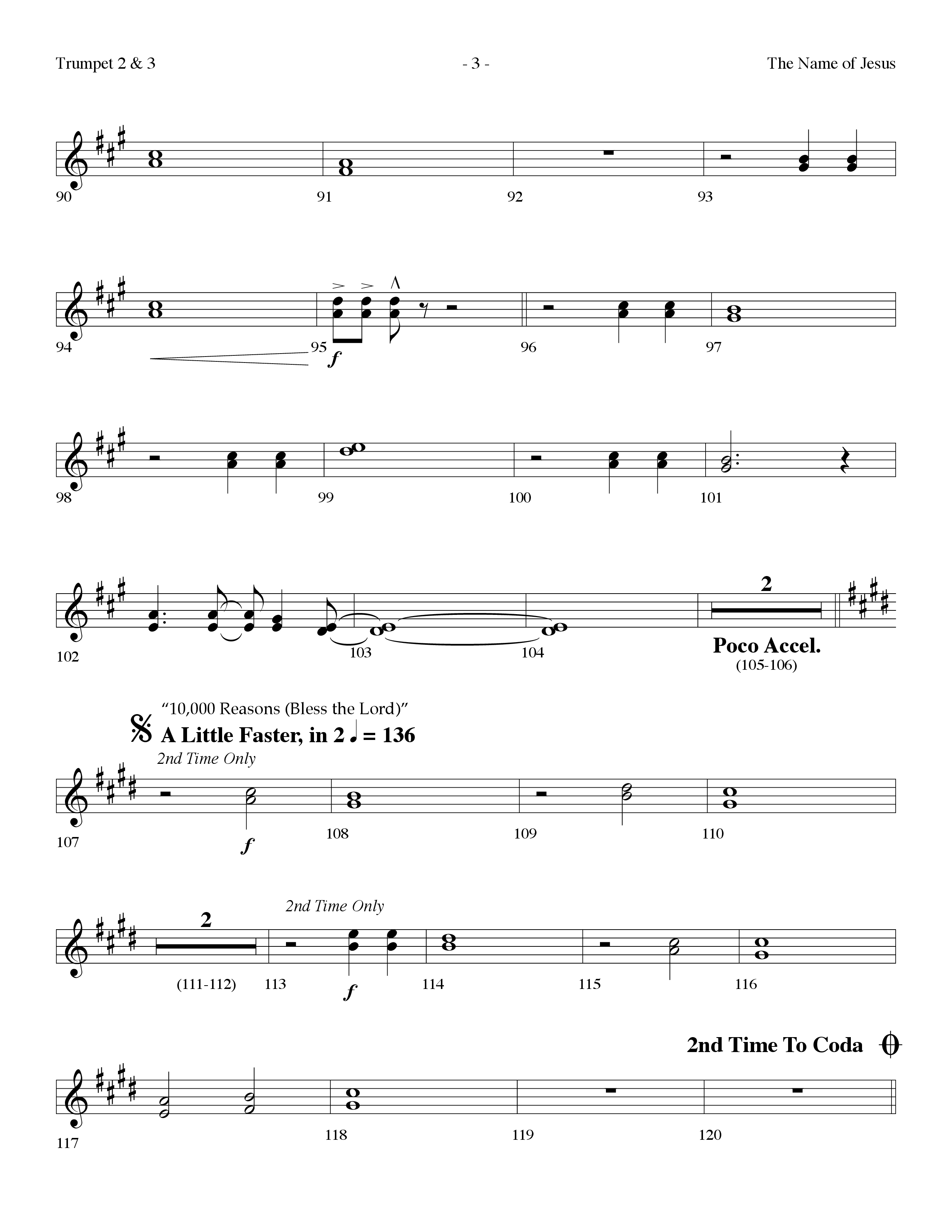 The Name Of Jesus Medley (Choral Anthem SATB) Trumpet 2/3 (Lifeway Choral / Arr. Dennis Allen)