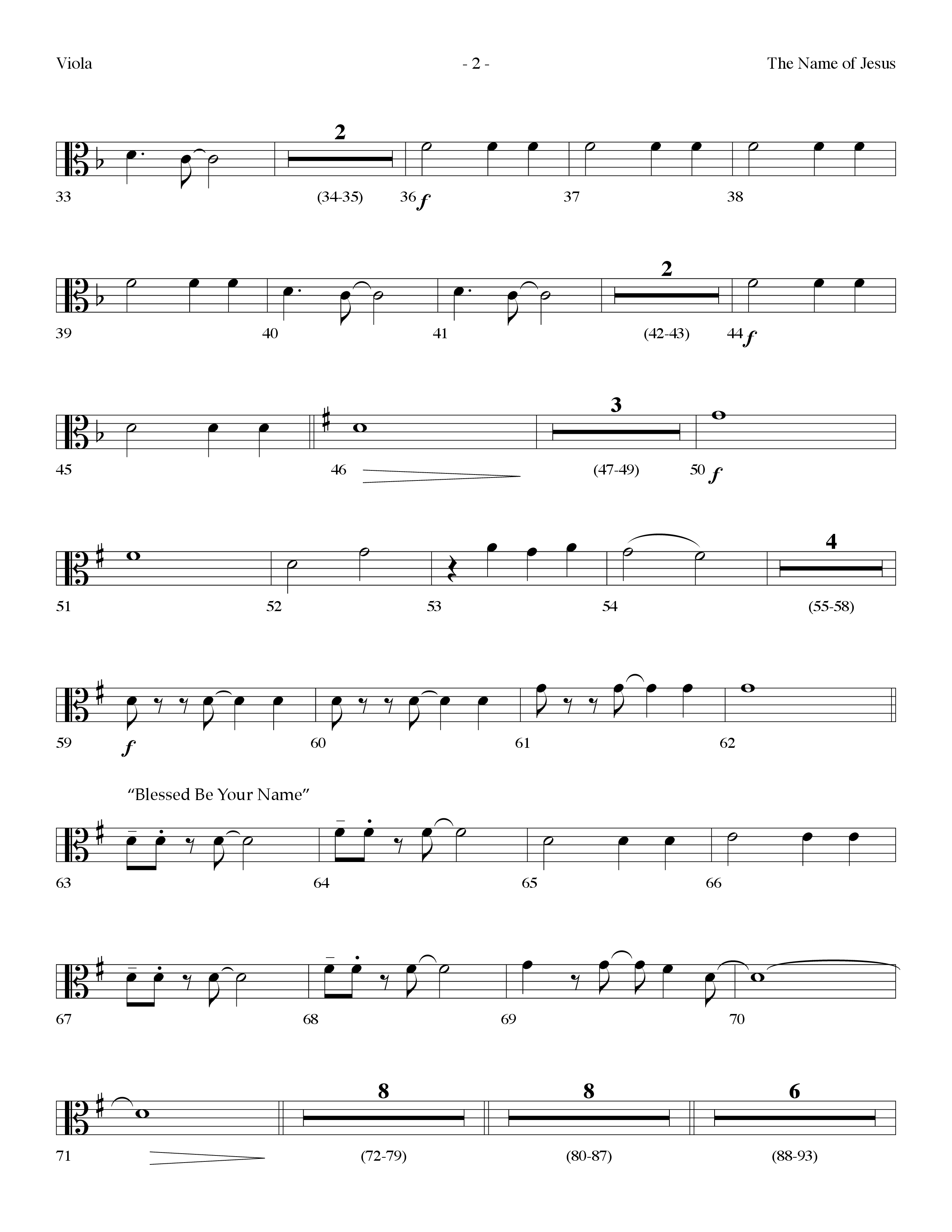 The Name Of Jesus Medley (Choral Anthem SATB) Viola (Lifeway Choral / Arr. Dennis Allen)