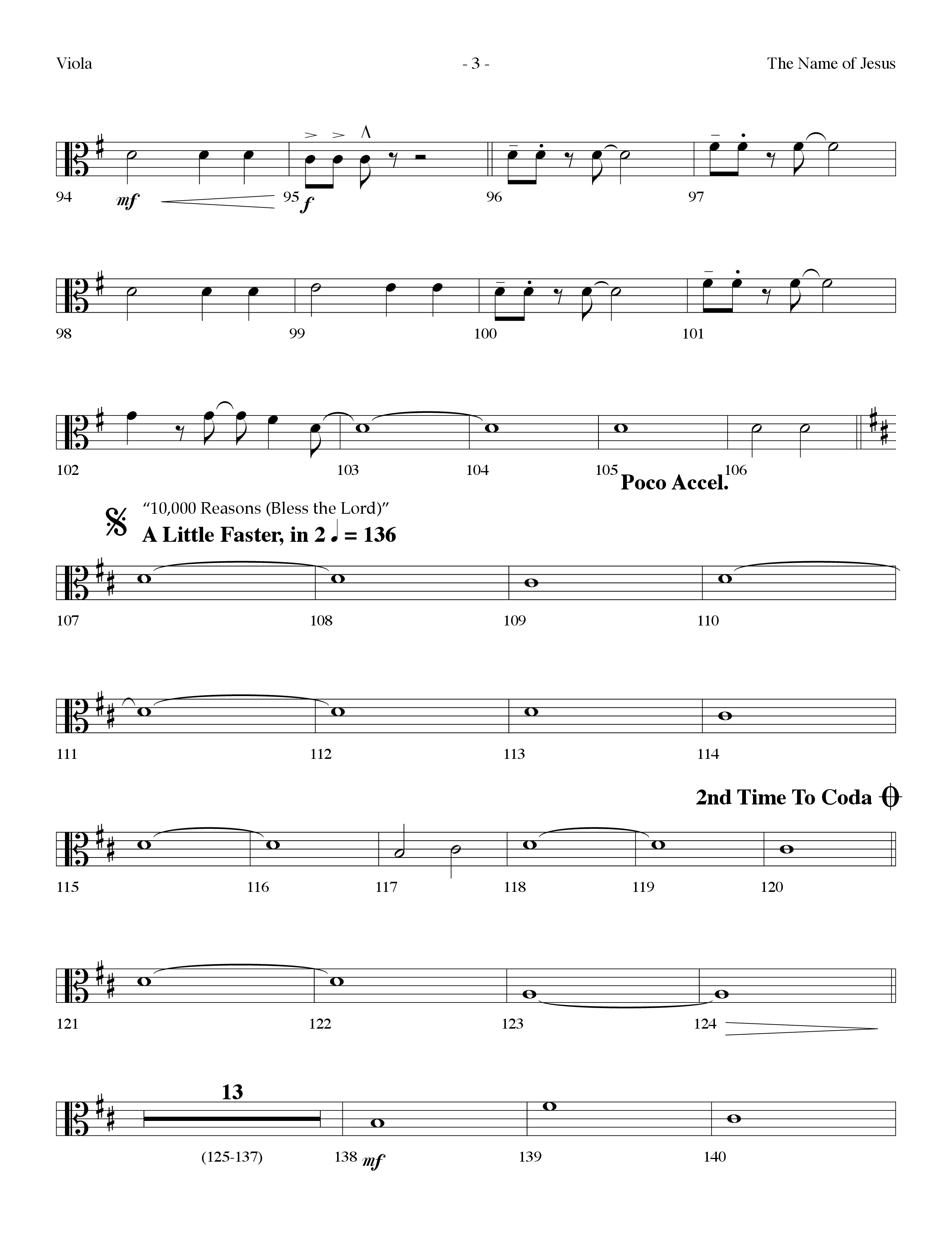 The Name Of Jesus Medley (Choral Anthem SATB) Viola (Lifeway Choral / Arr. Dennis Allen)