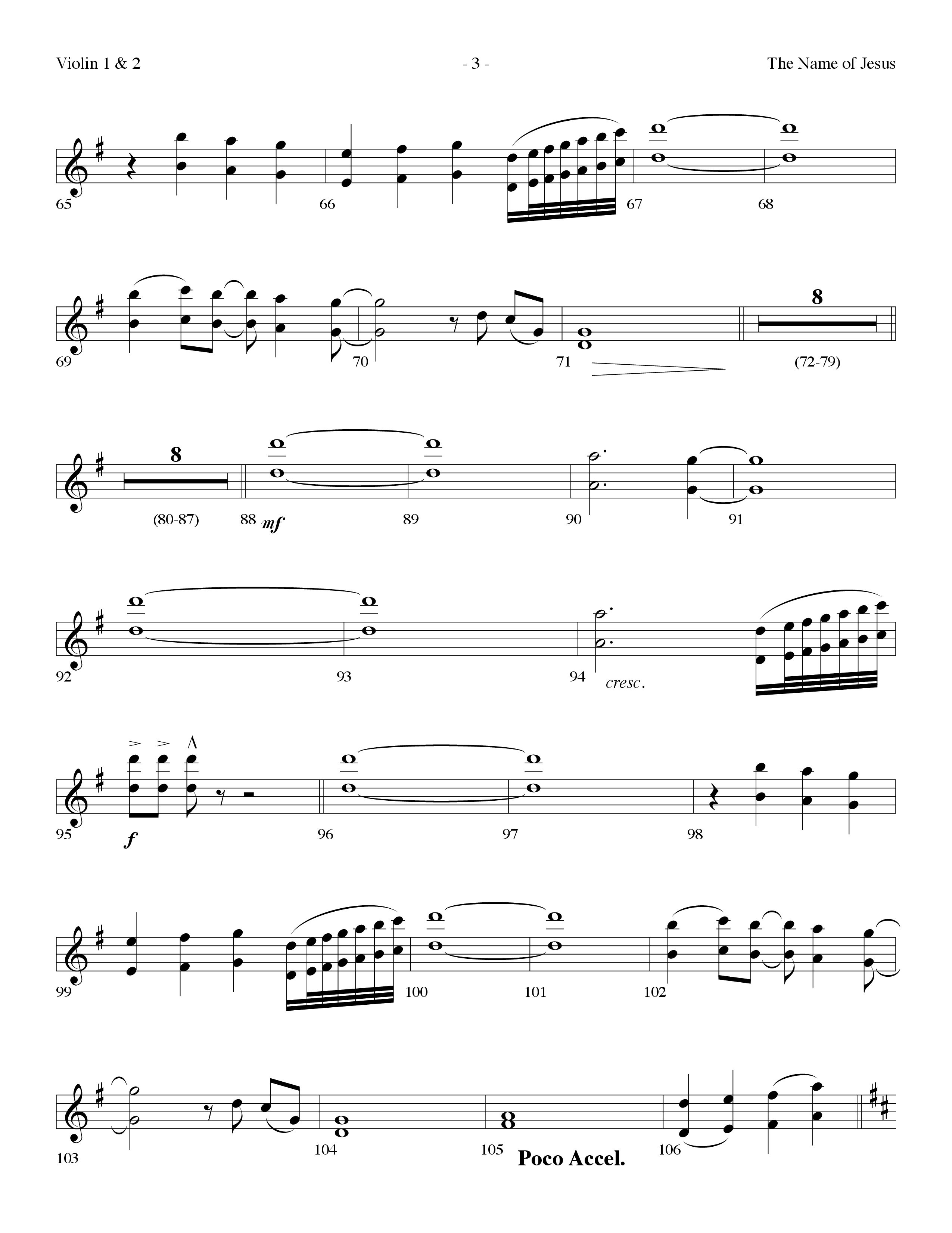 The Name Of Jesus Medley (Choral Anthem SATB) Violin 1/2 (Lifeway Choral / Arr. Dennis Allen)