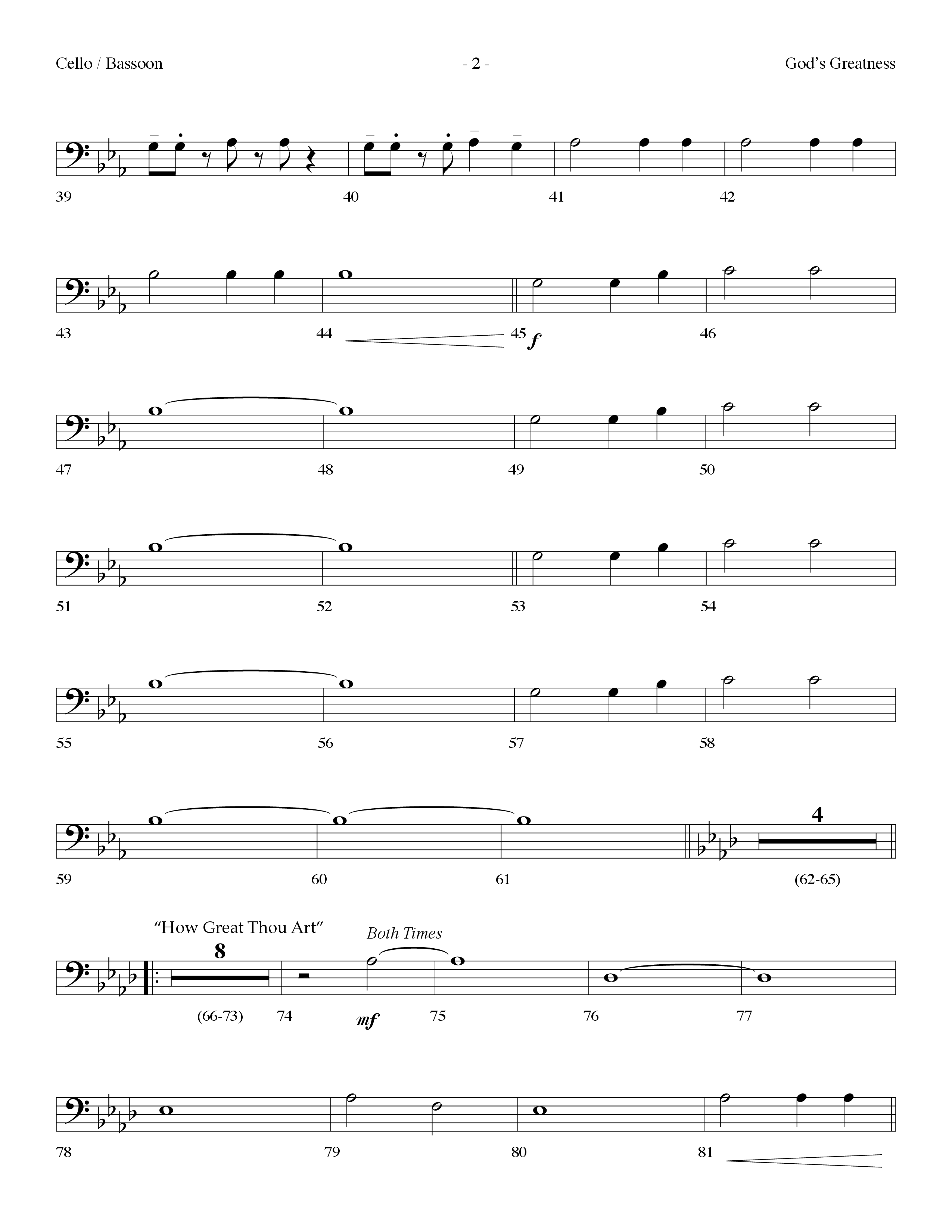 Gods Greatness Medley (Choral Anthem SATB) Cello (Lifeway Choral / Arr. Dennis Allen)