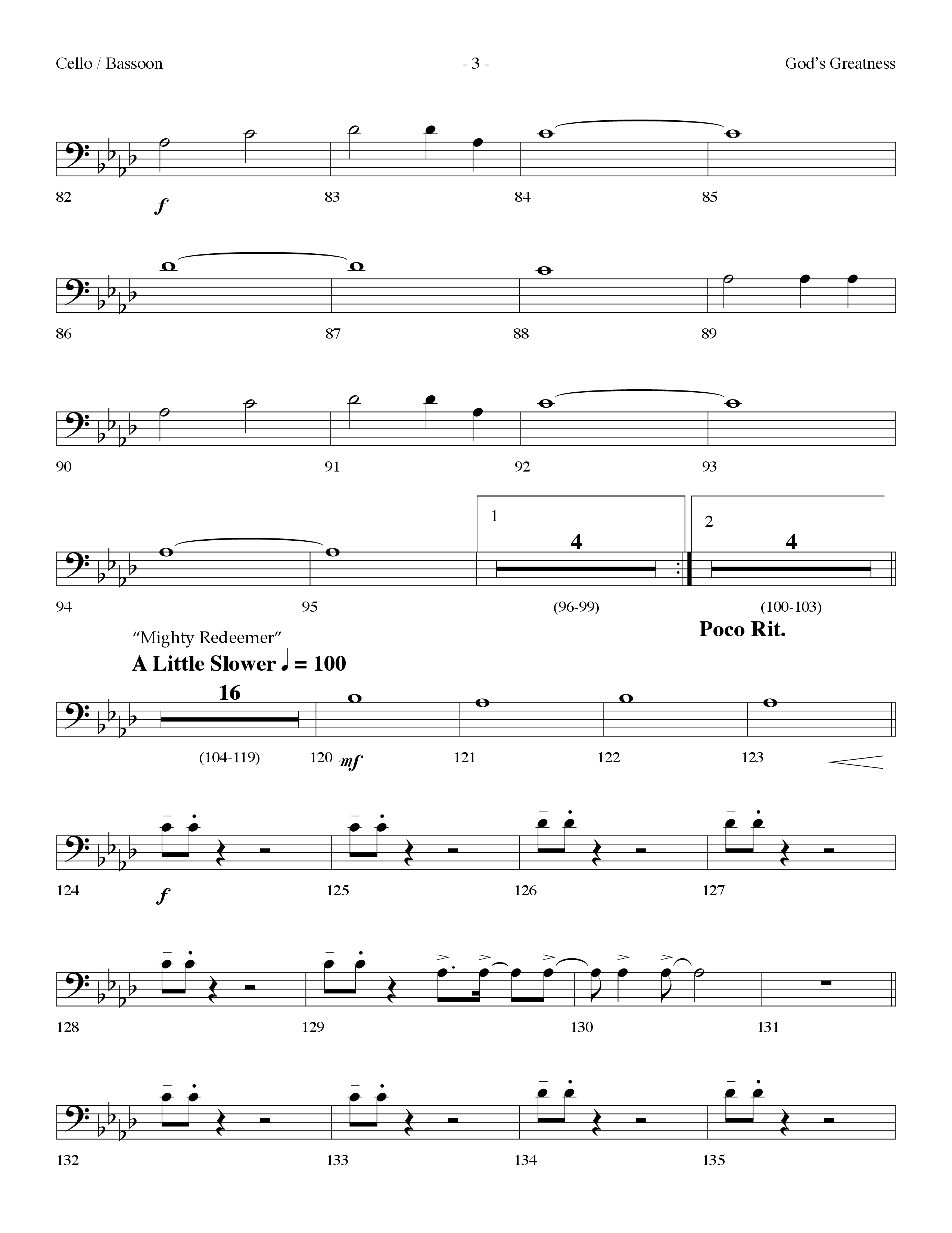Gods Greatness Medley (Choral Anthem SATB) Cello (Lifeway Choral / Arr. Dennis Allen)