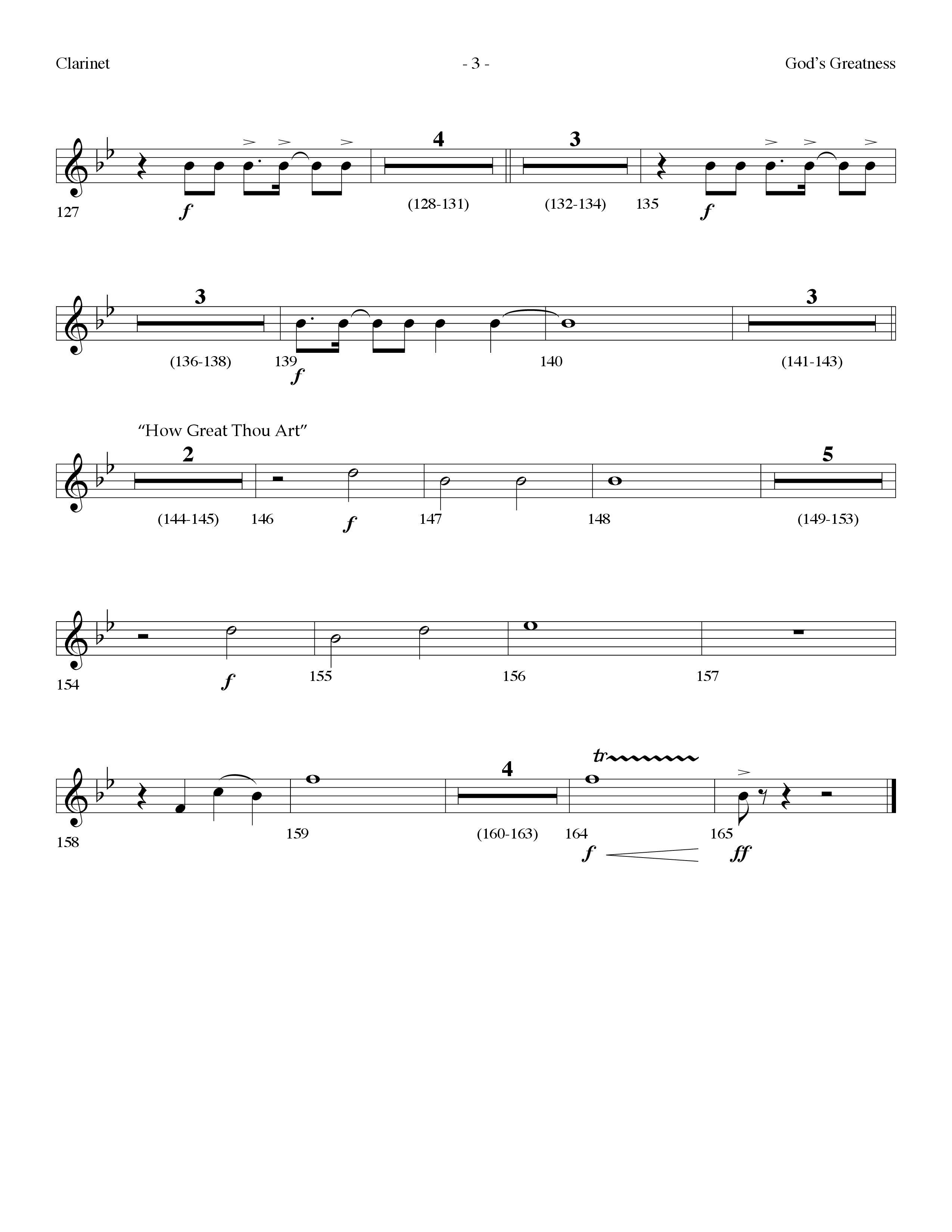 Gods Greatness Medley (Choral Anthem SATB) Clarinet (Lifeway Choral / Arr. Dennis Allen)