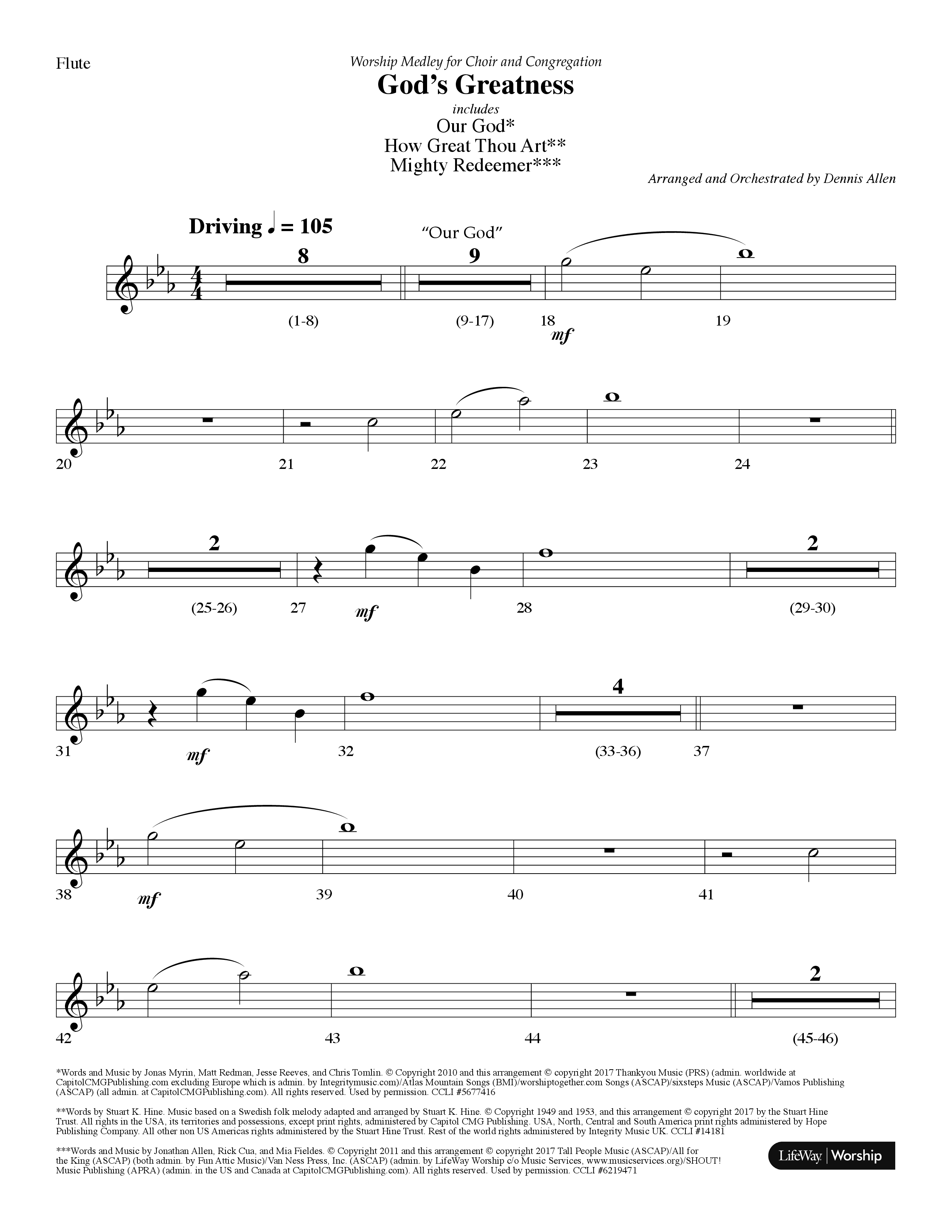Gods Greatness Medley (Choral Anthem SATB) Flute (Lifeway Choral / Arr. Dennis Allen)
