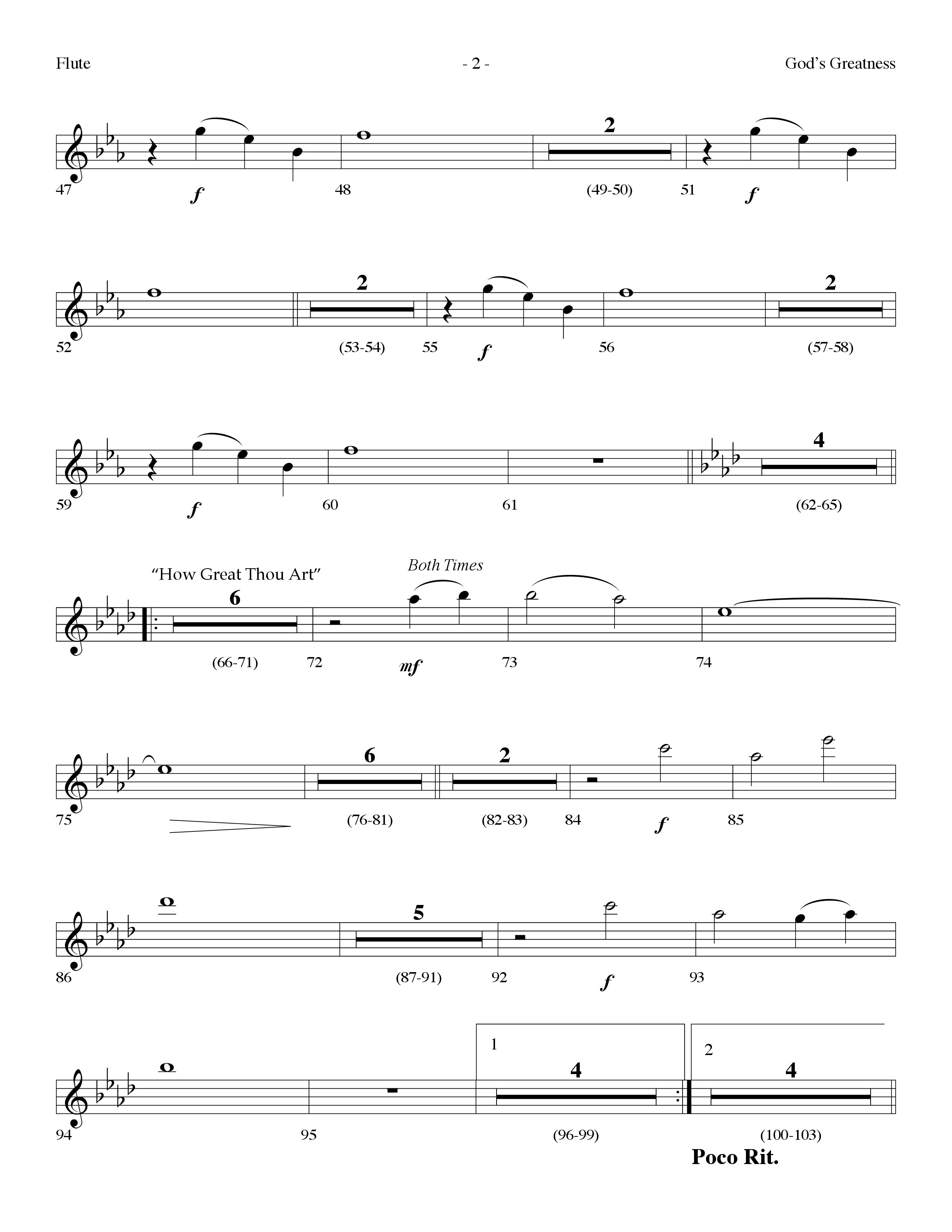 Gods Greatness Medley (Choral Anthem SATB) Flute (Lifeway Choral / Arr. Dennis Allen)