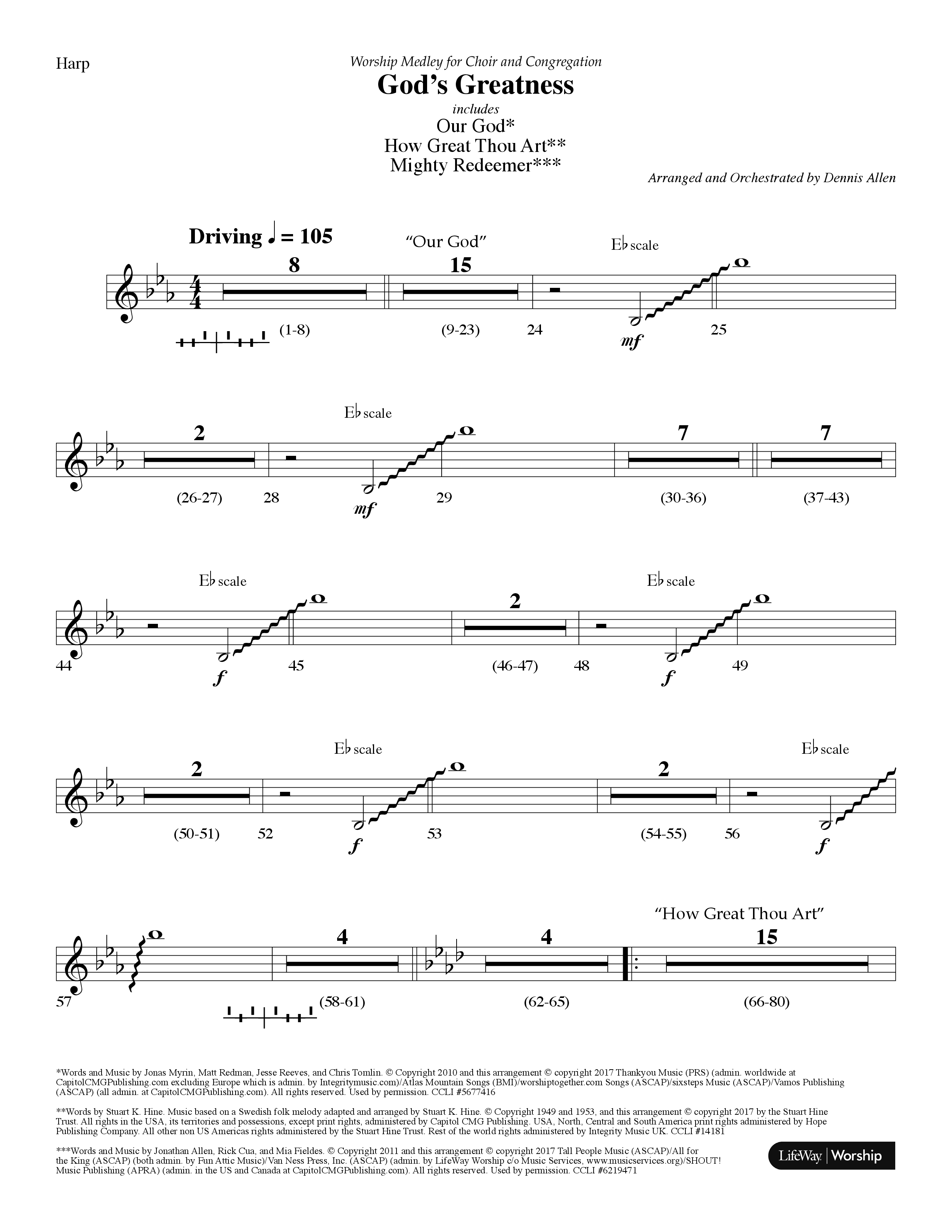 Gods Greatness Medley (Choral Anthem SATB) Harp (Lifeway Choral / Arr. Dennis Allen)