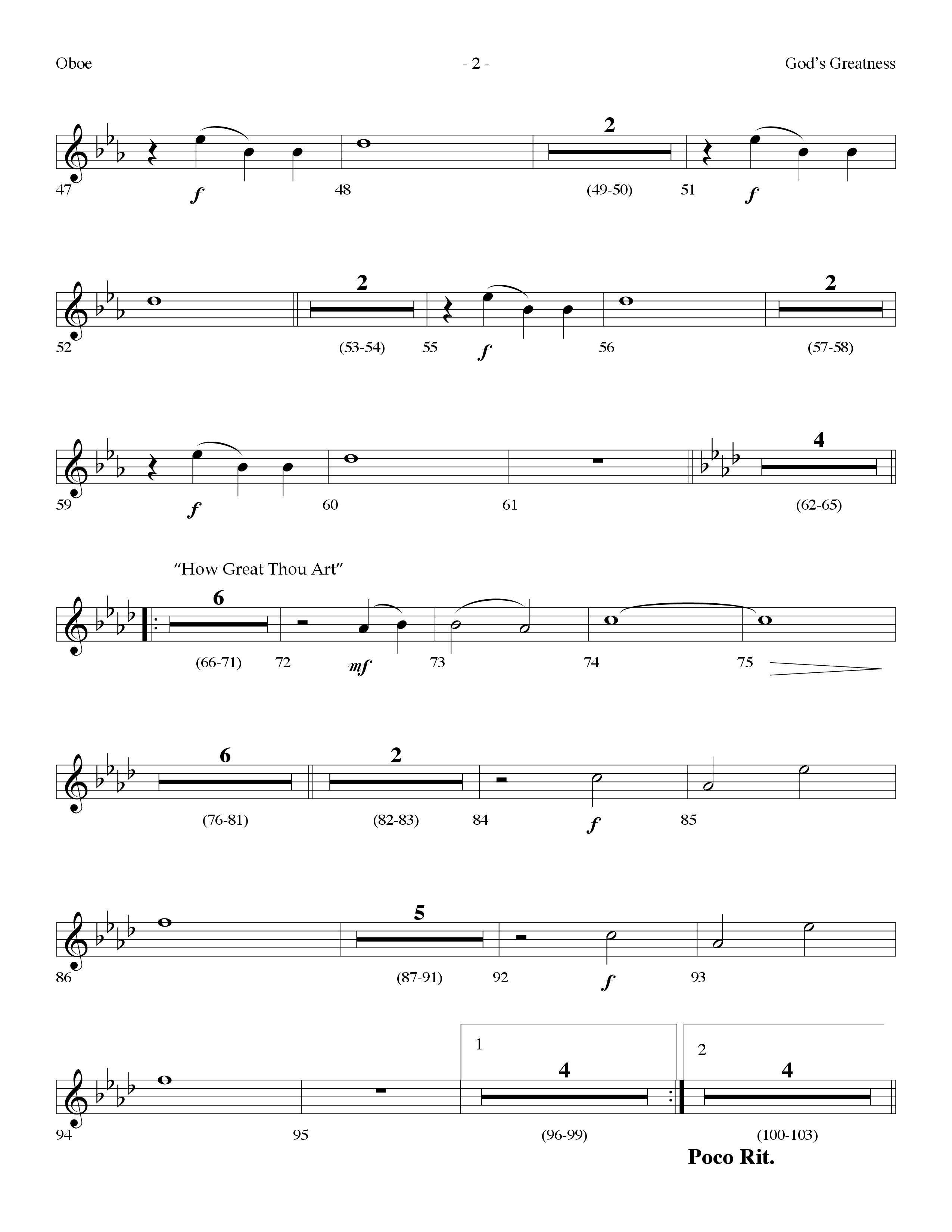 Gods Greatness Medley (Choral Anthem SATB) Oboe (Lifeway Choral / Arr. Dennis Allen)
