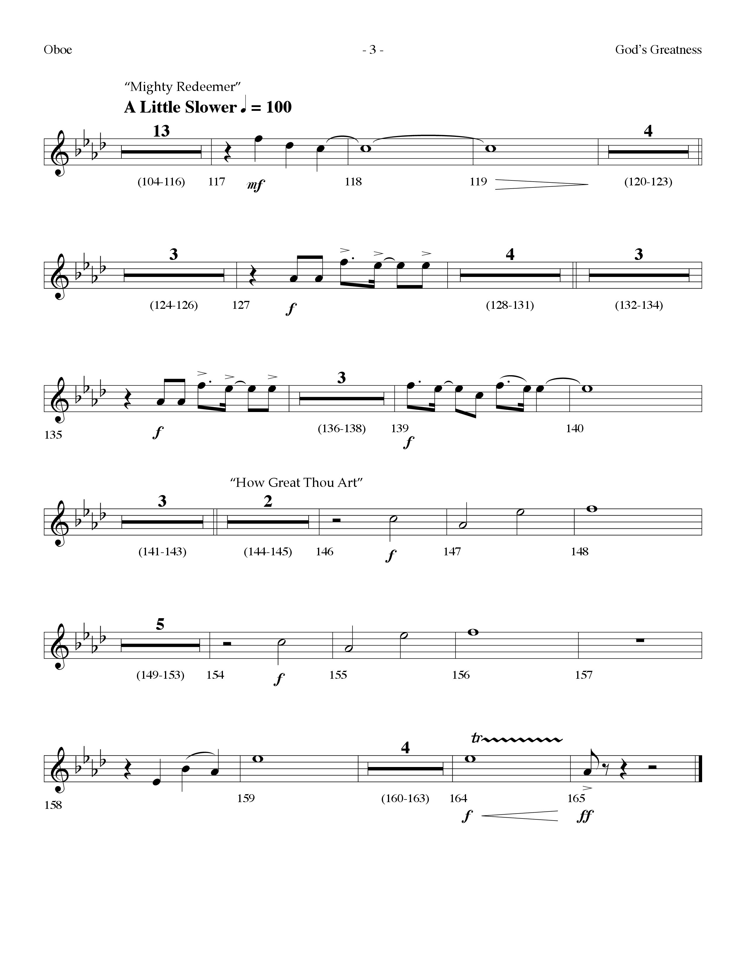 Gods Greatness Medley (Choral Anthem SATB) Oboe (Lifeway Choral / Arr. Dennis Allen)