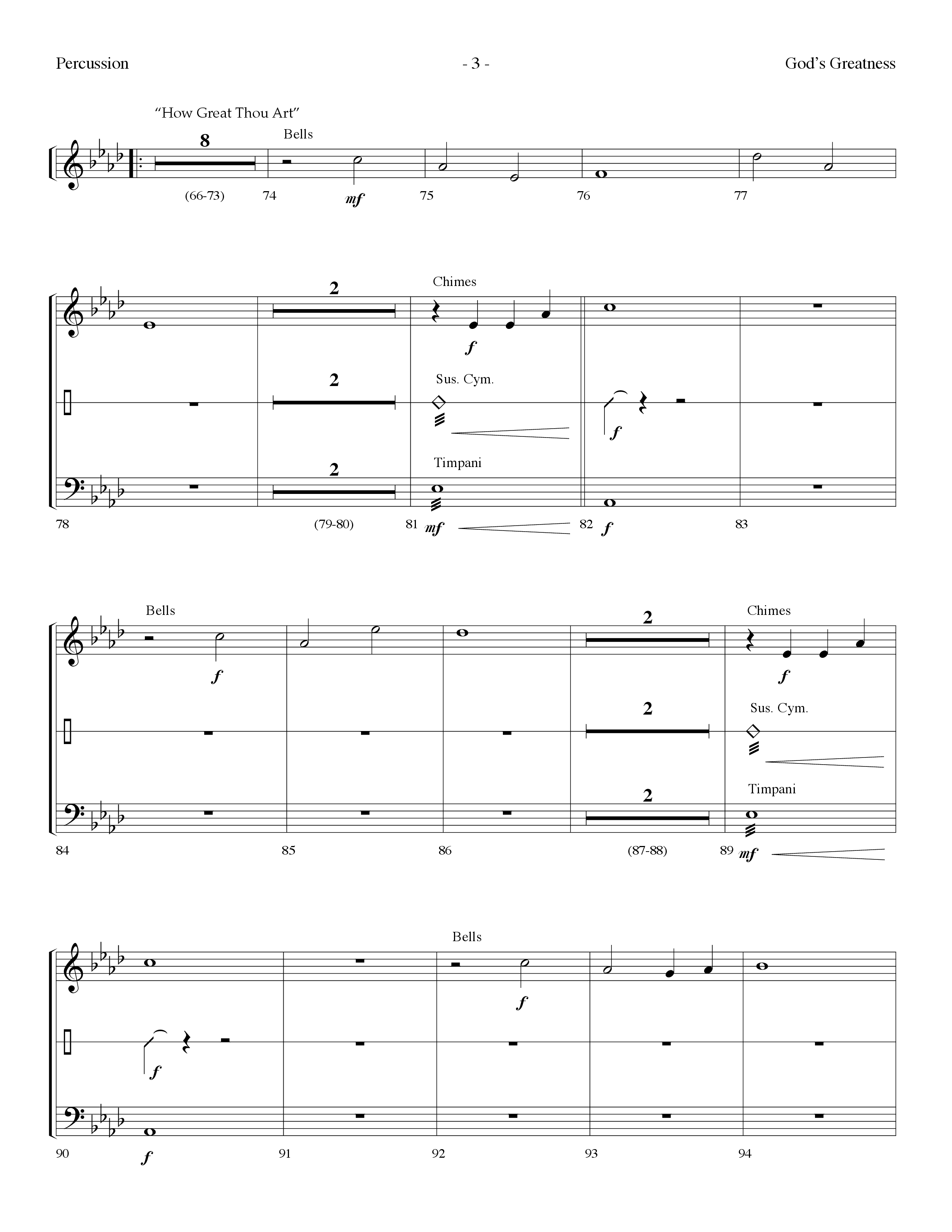 Gods Greatness Medley (Choral Anthem SATB) Percussion (Lifeway Choral / Arr. Dennis Allen)