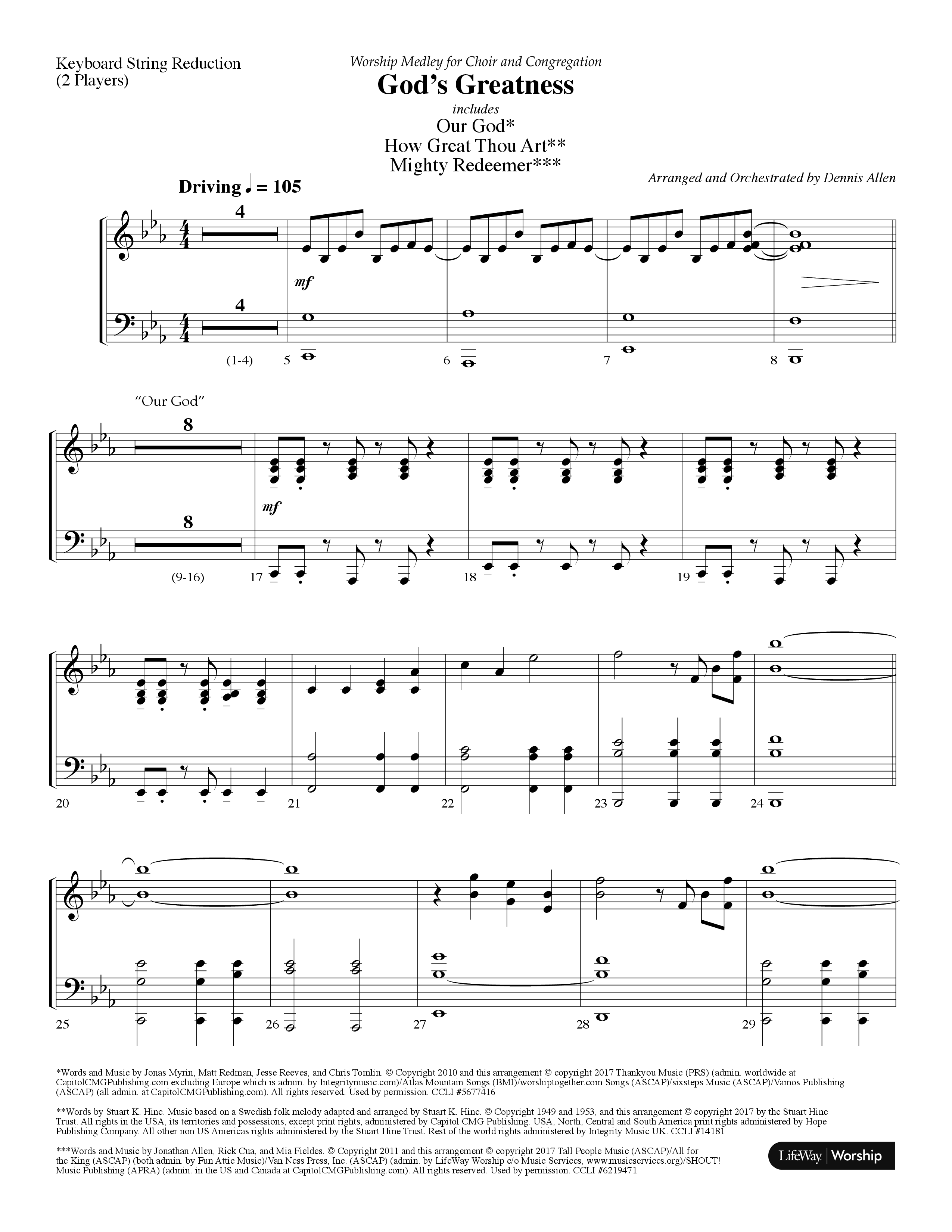 Gods Greatness Medley (Choral Anthem SATB) String Reduction (Lifeway Choral / Arr. Dennis Allen)