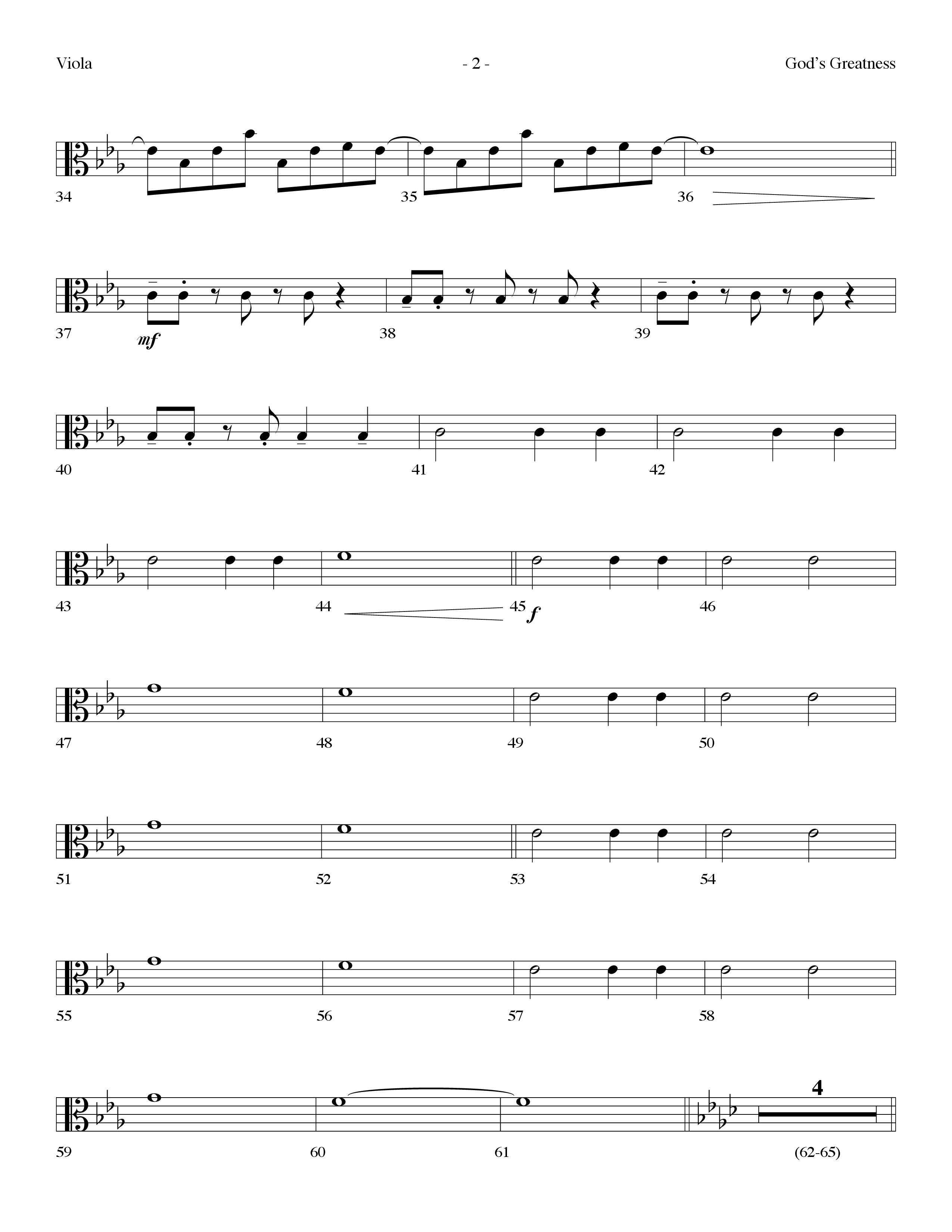 Gods Greatness Medley (Choral Anthem SATB) Viola (Lifeway Choral / Arr. Dennis Allen)