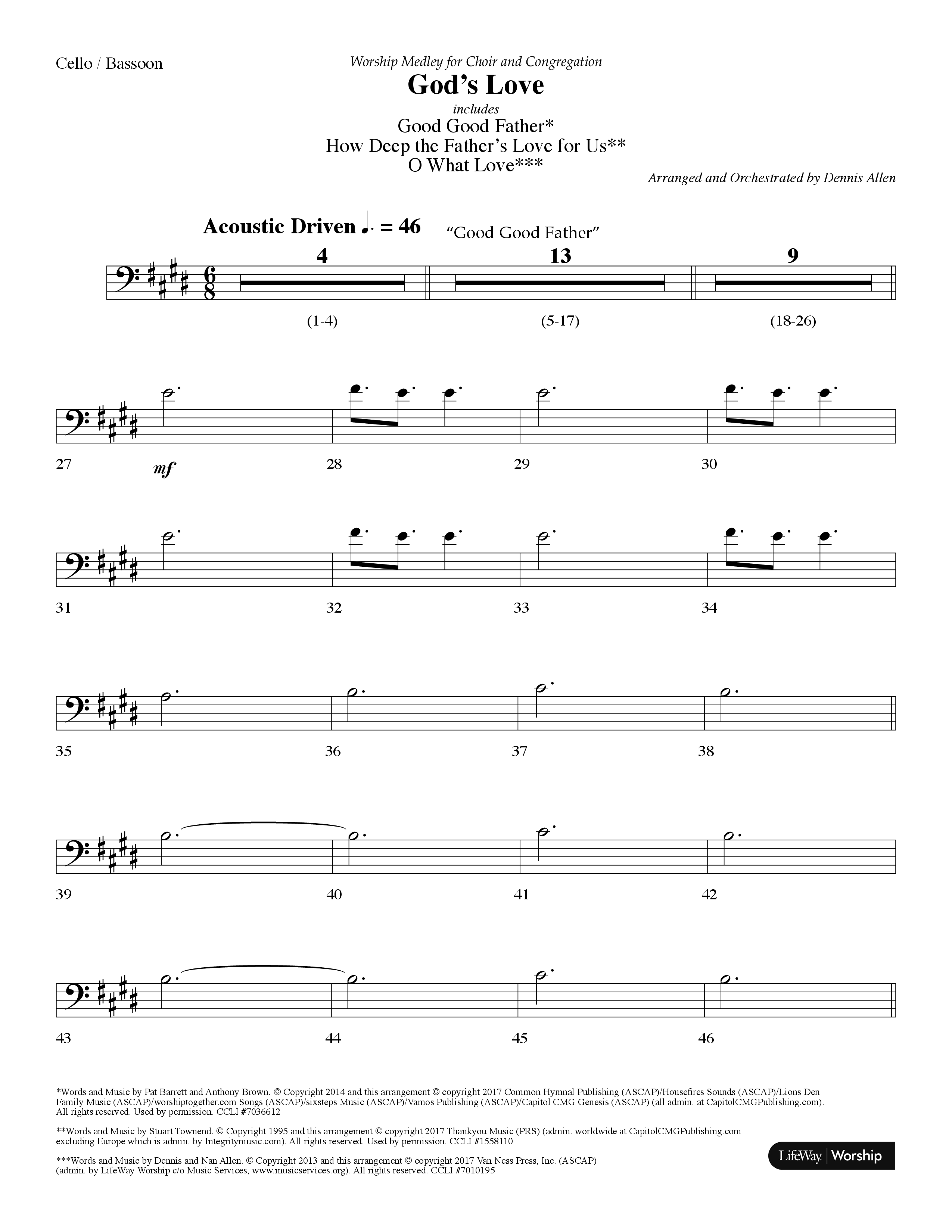 God's Love Medley (Choral Anthem SATB) Cello (Lifeway Choral / Arr. Dennis Allen)
