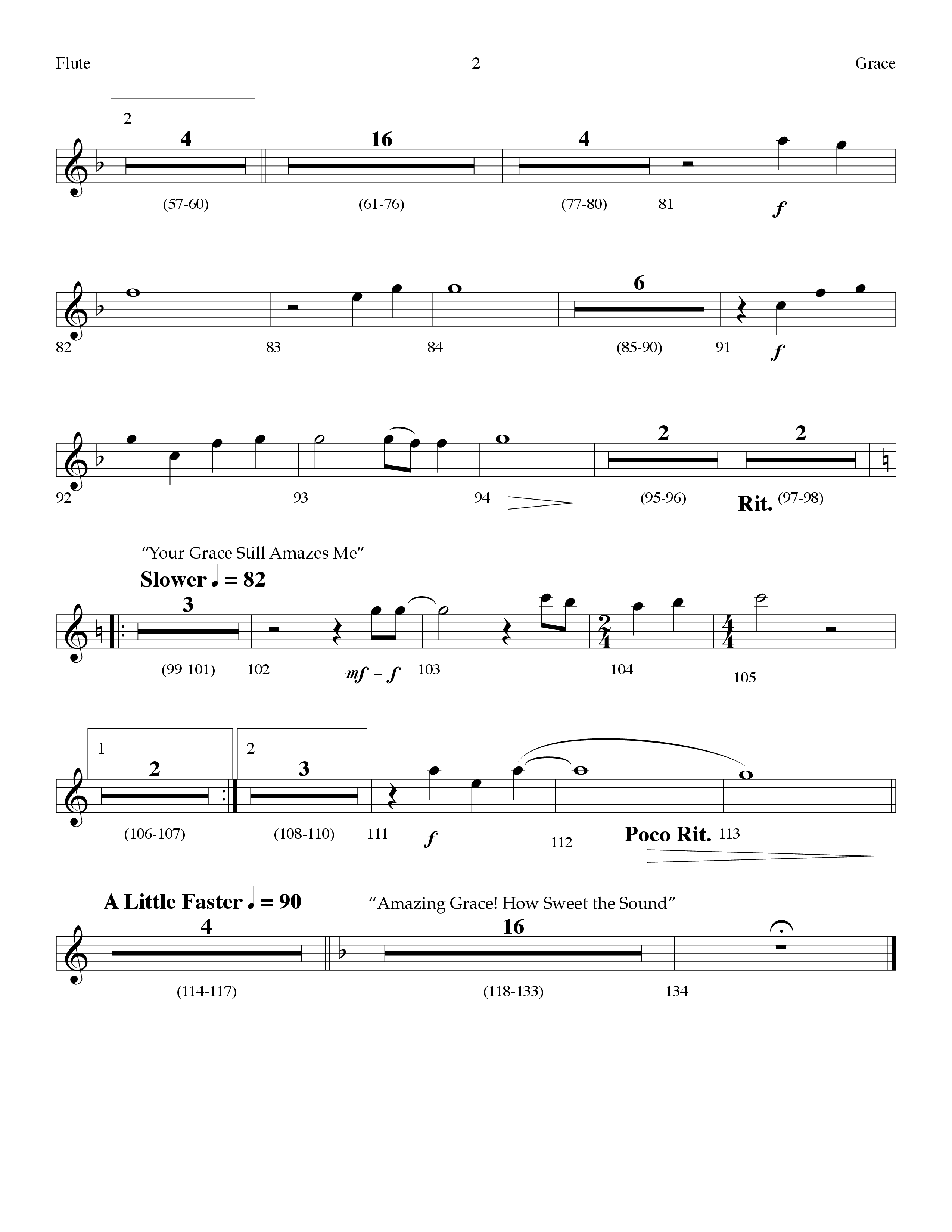 Grace Medley (Choral Anthem SATB) Flute (Lifeway Choral / Arr. Dennis Allen)