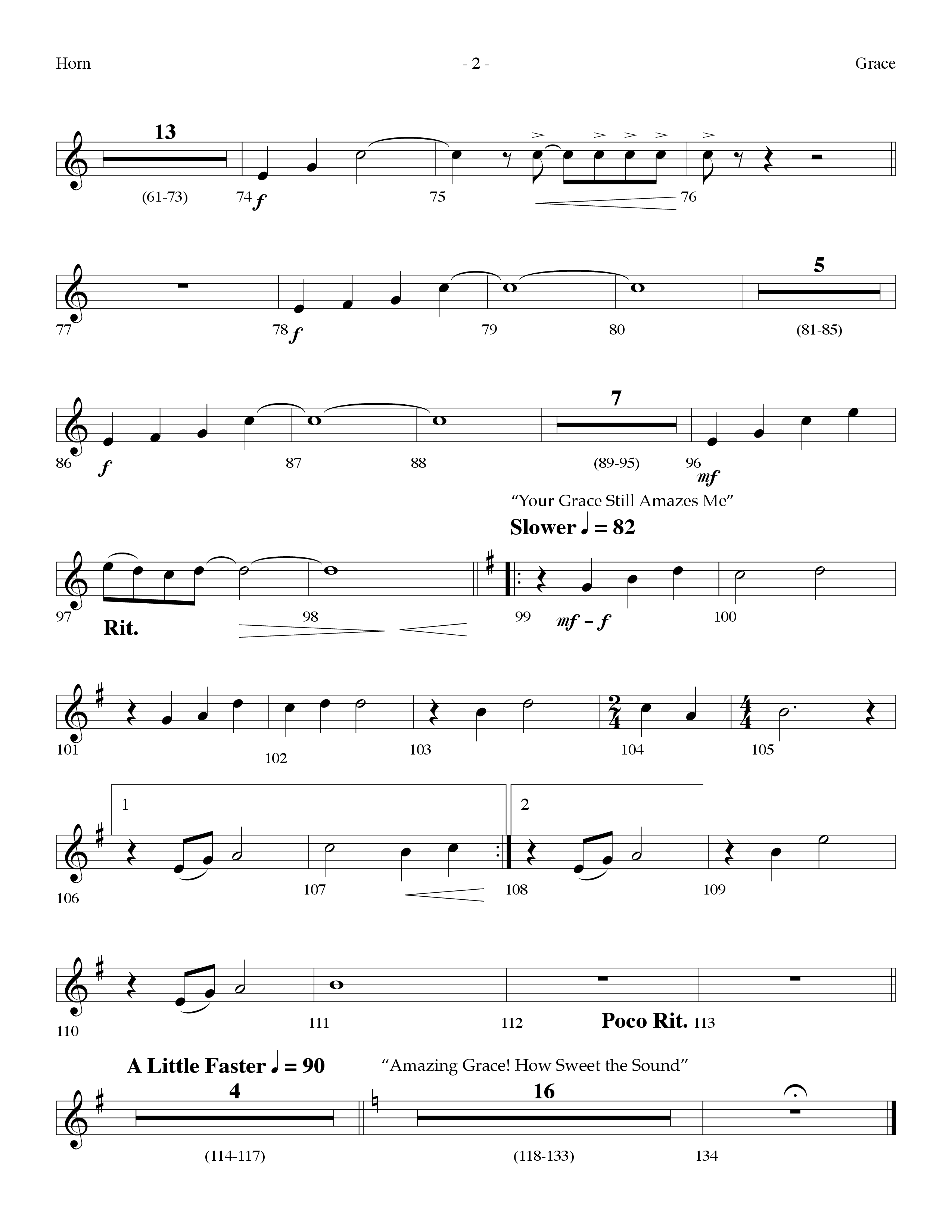Grace Medley (Choral Anthem SATB) French Horn (Lifeway Choral / Arr. Dennis Allen)
