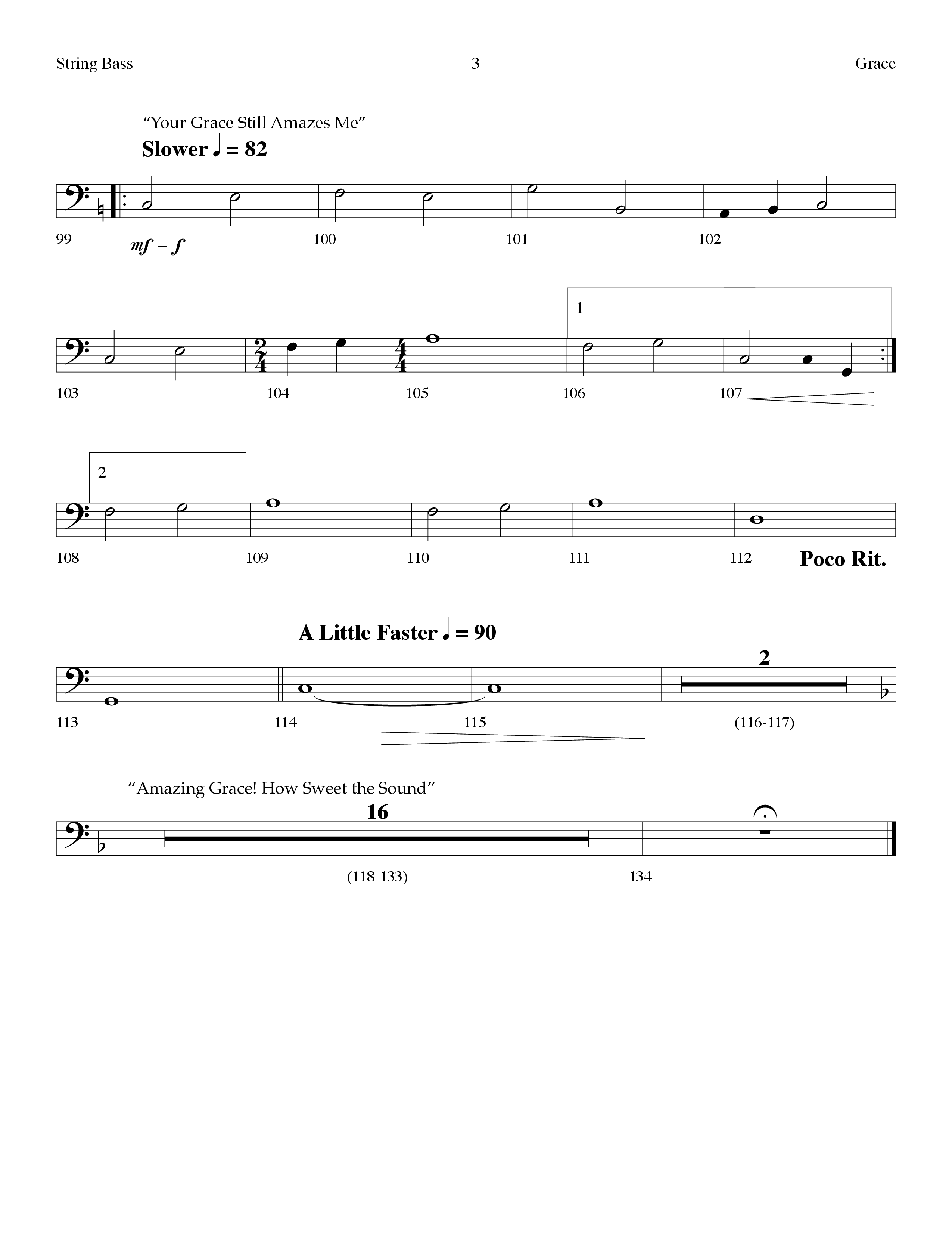 Grace Medley (Choral Anthem SATB) String Bass (Lifeway Choral / Arr. Dennis Allen)