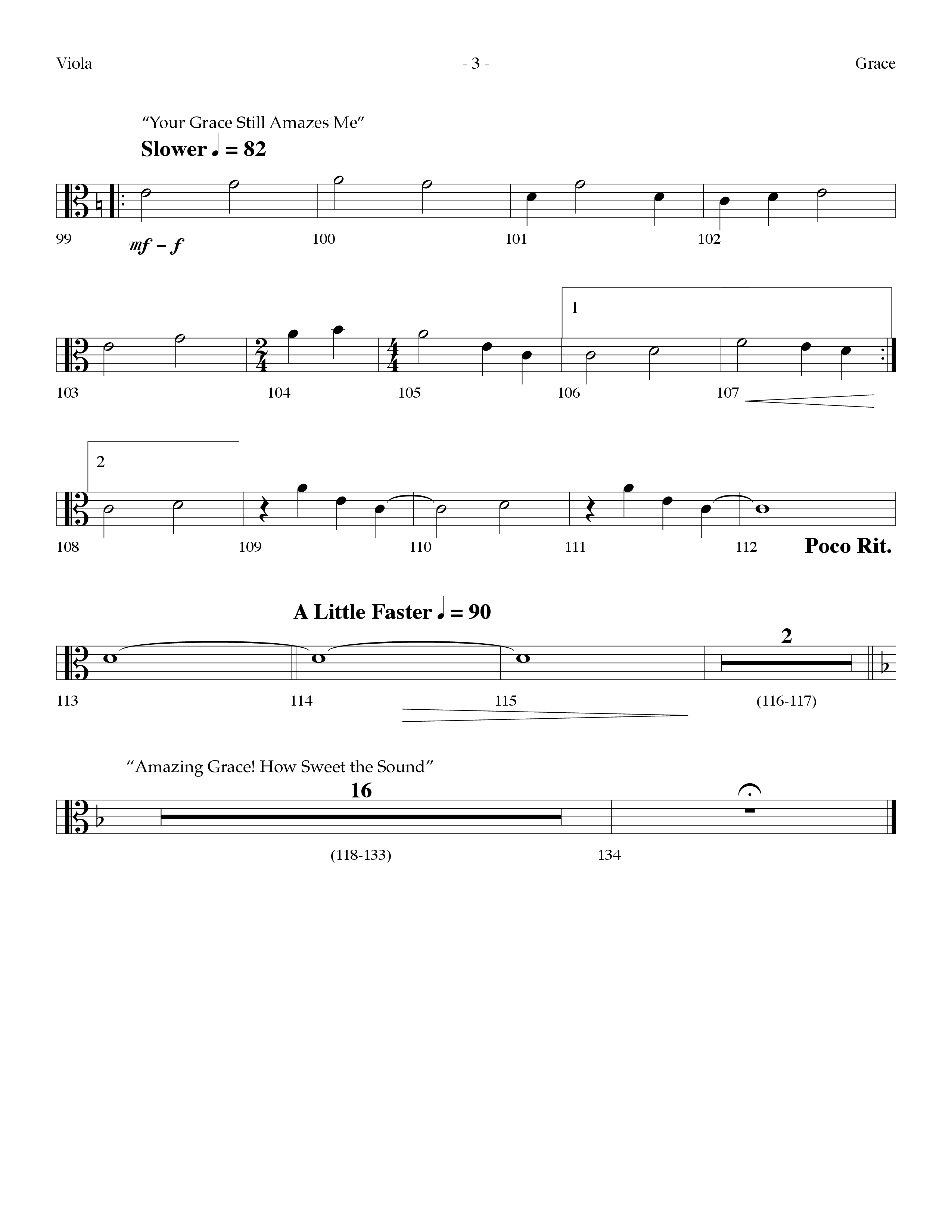 Grace Medley (Choral Anthem SATB) Viola (Lifeway Choral / Arr. Dennis Allen)